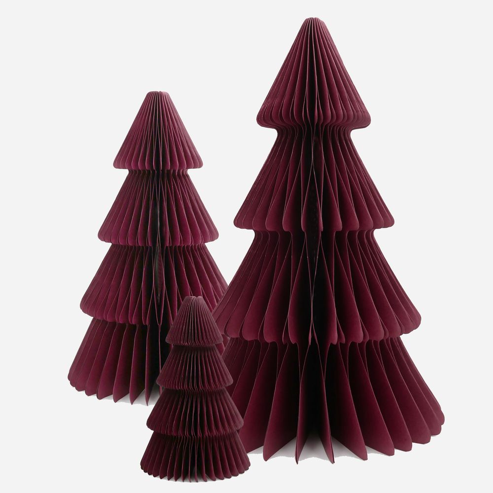 Weihnachtsbäume aus Wabenpapier - Bordeaux