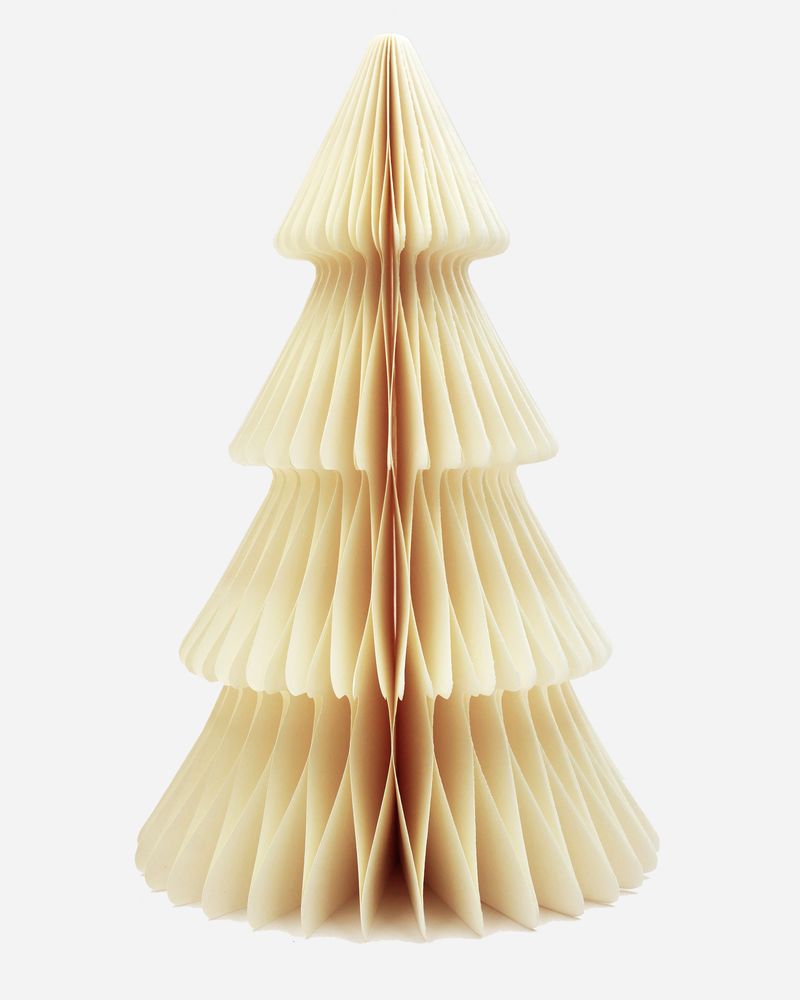 Weihnachtsbäume aus Wabenpapier - Creme