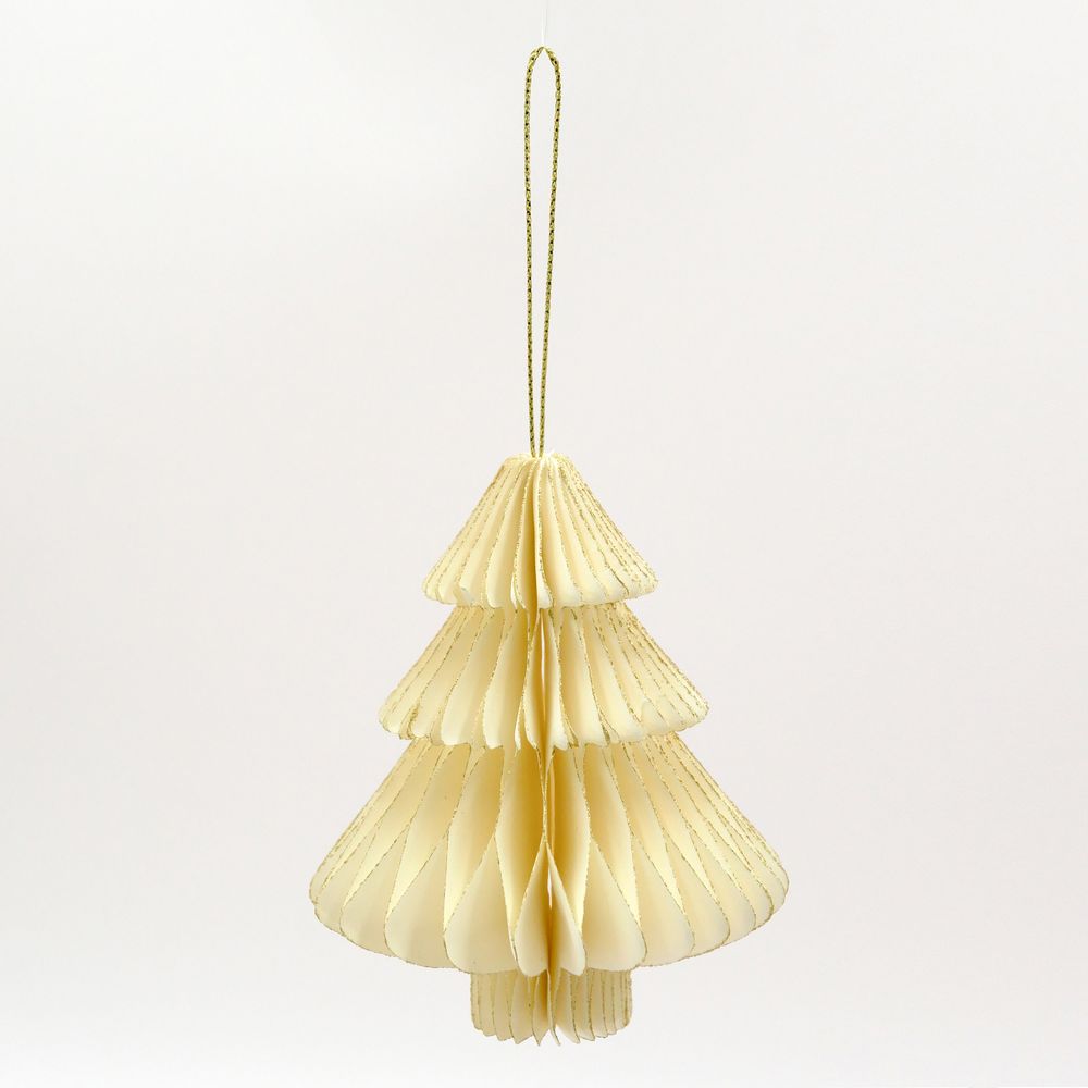 Baumschmuck aus Wabenpapier - Creme