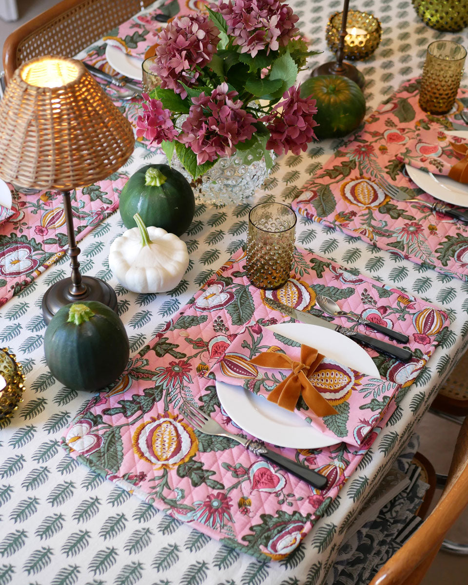 Abgesteppte Tischsets "Secret Garden Rosa - Zweier-Set"