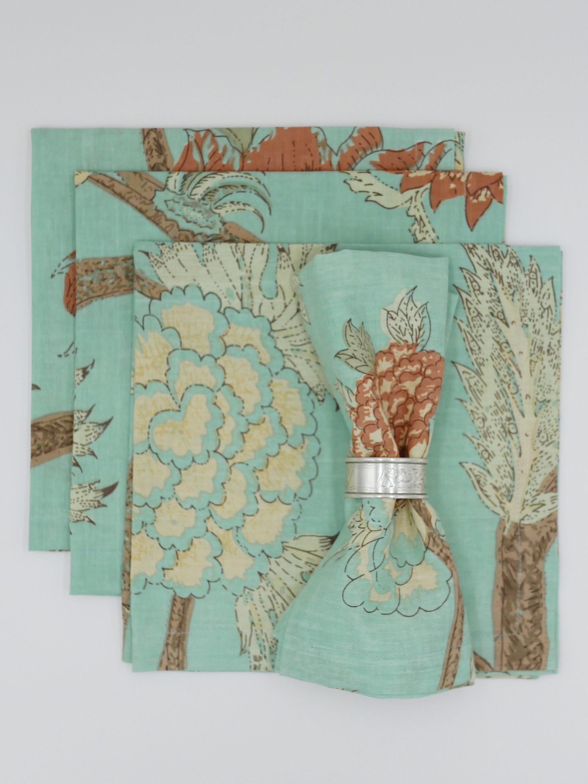 Blockprint Servietten "Festa sui Prati" Mint (4er)