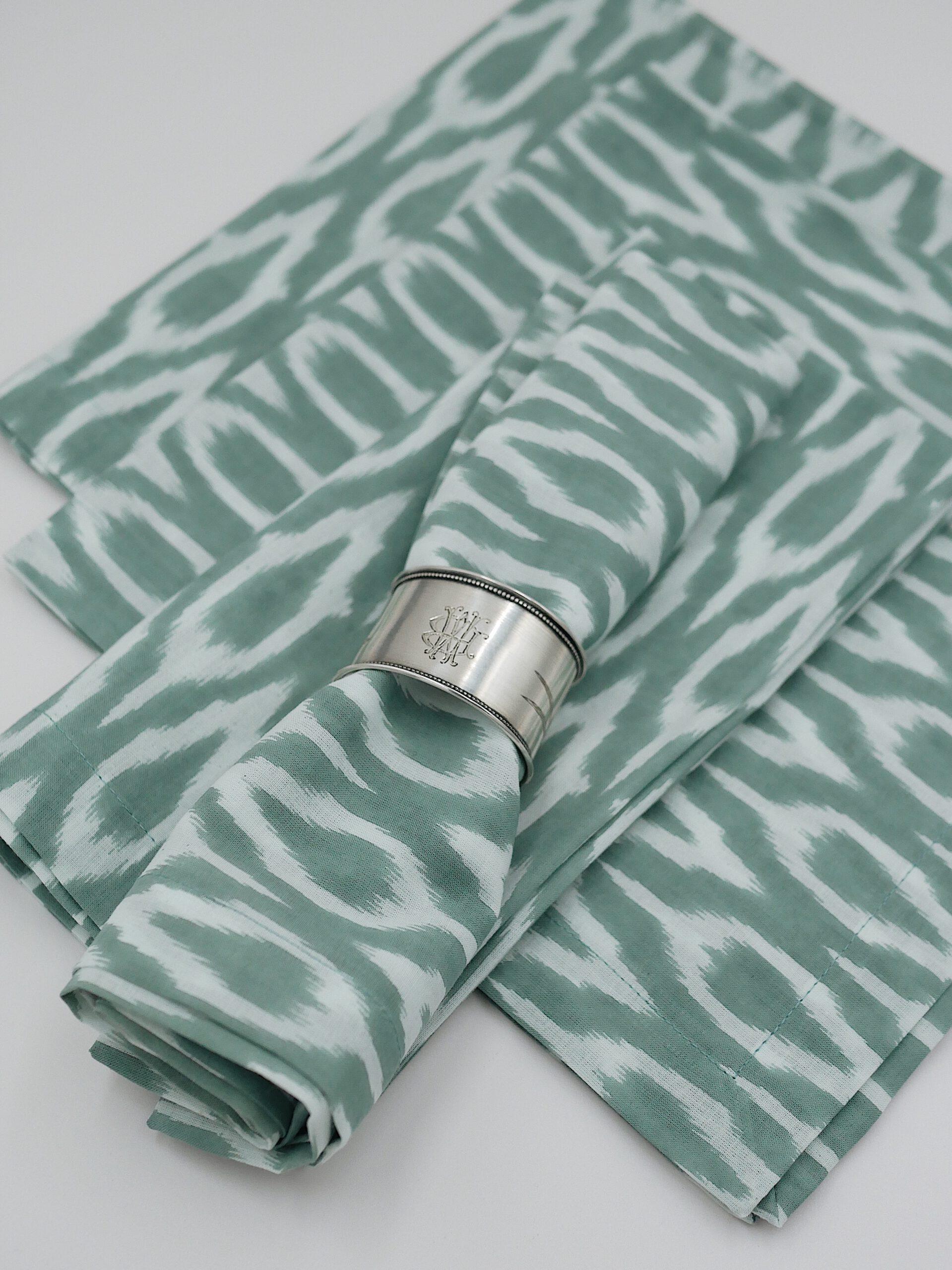 Ikat Servietten "Masala" Grün & Weiß (4er)