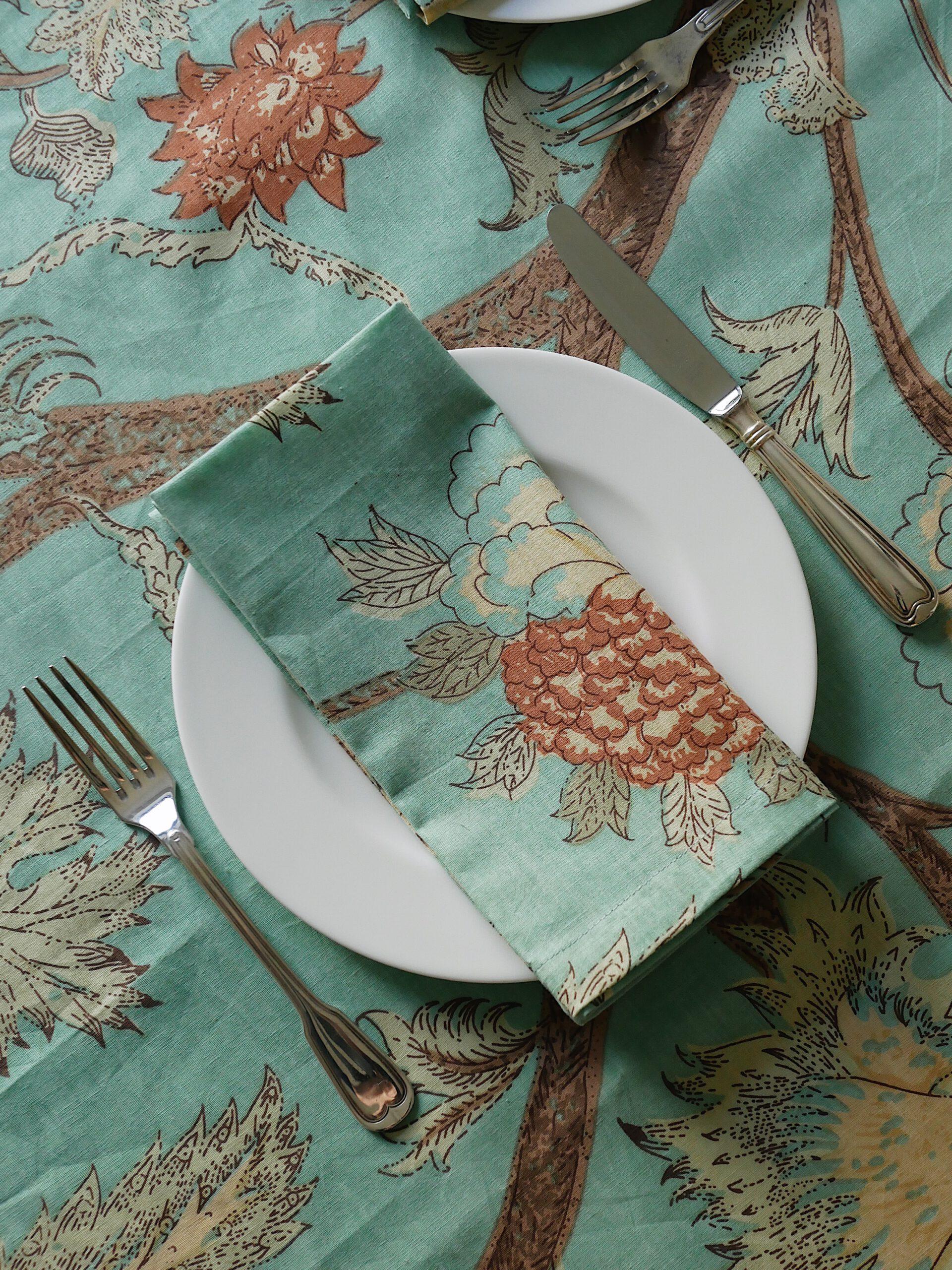 Blockprint Servietten "Festa sui Prati" Mint (4er)