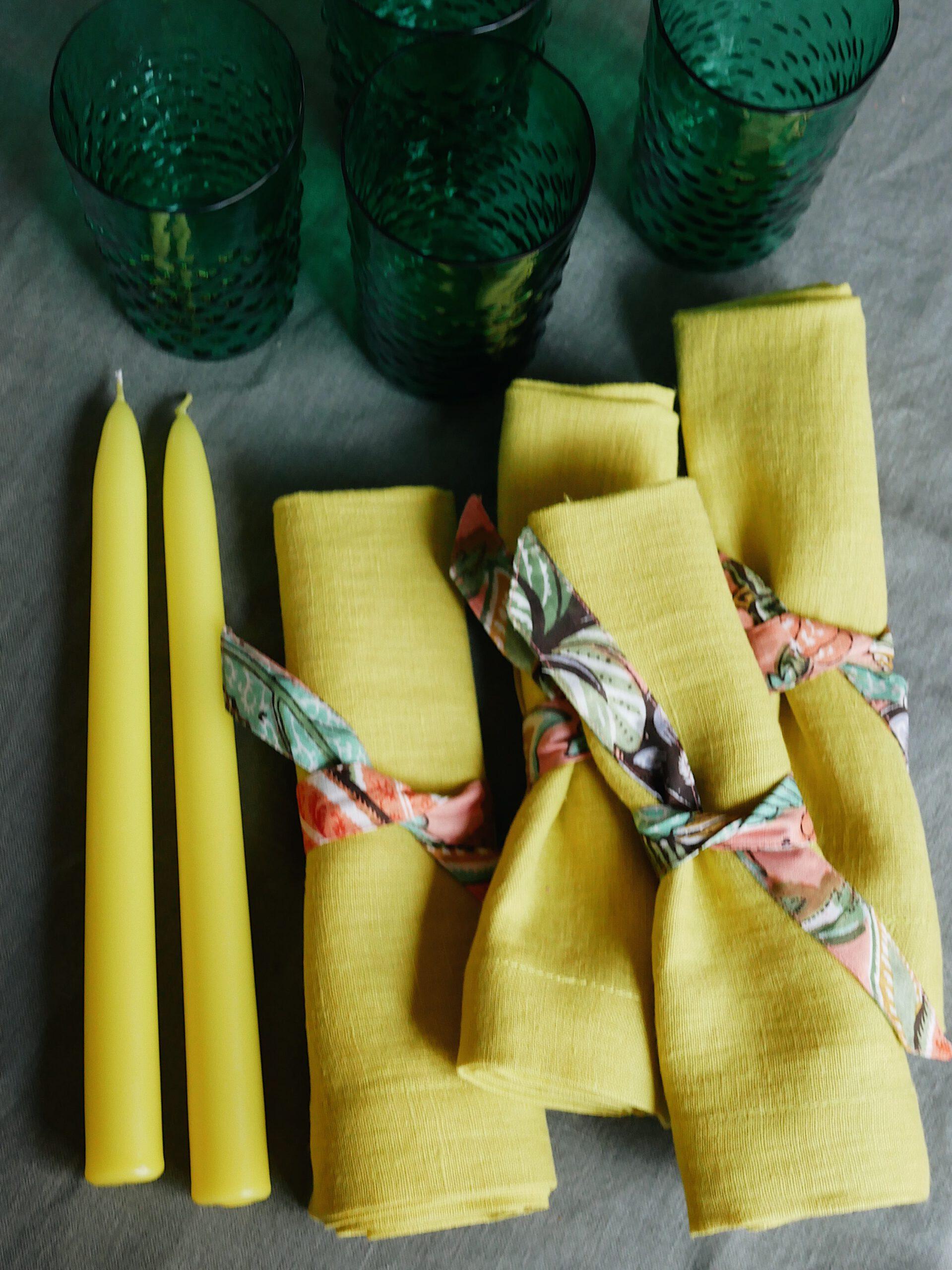 Leinenservietten leuchtend Gelb (6er)