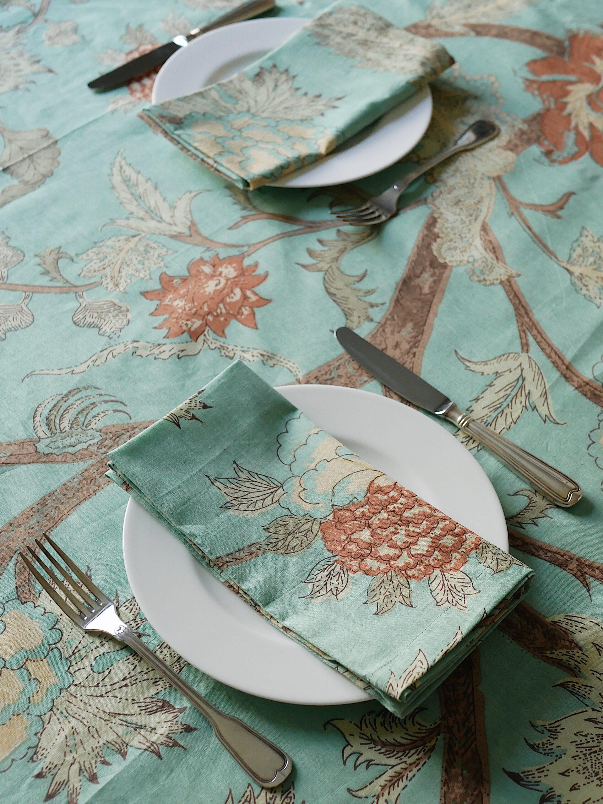 Blockprint Servietten "Festa sui Prati" Mint (4er)