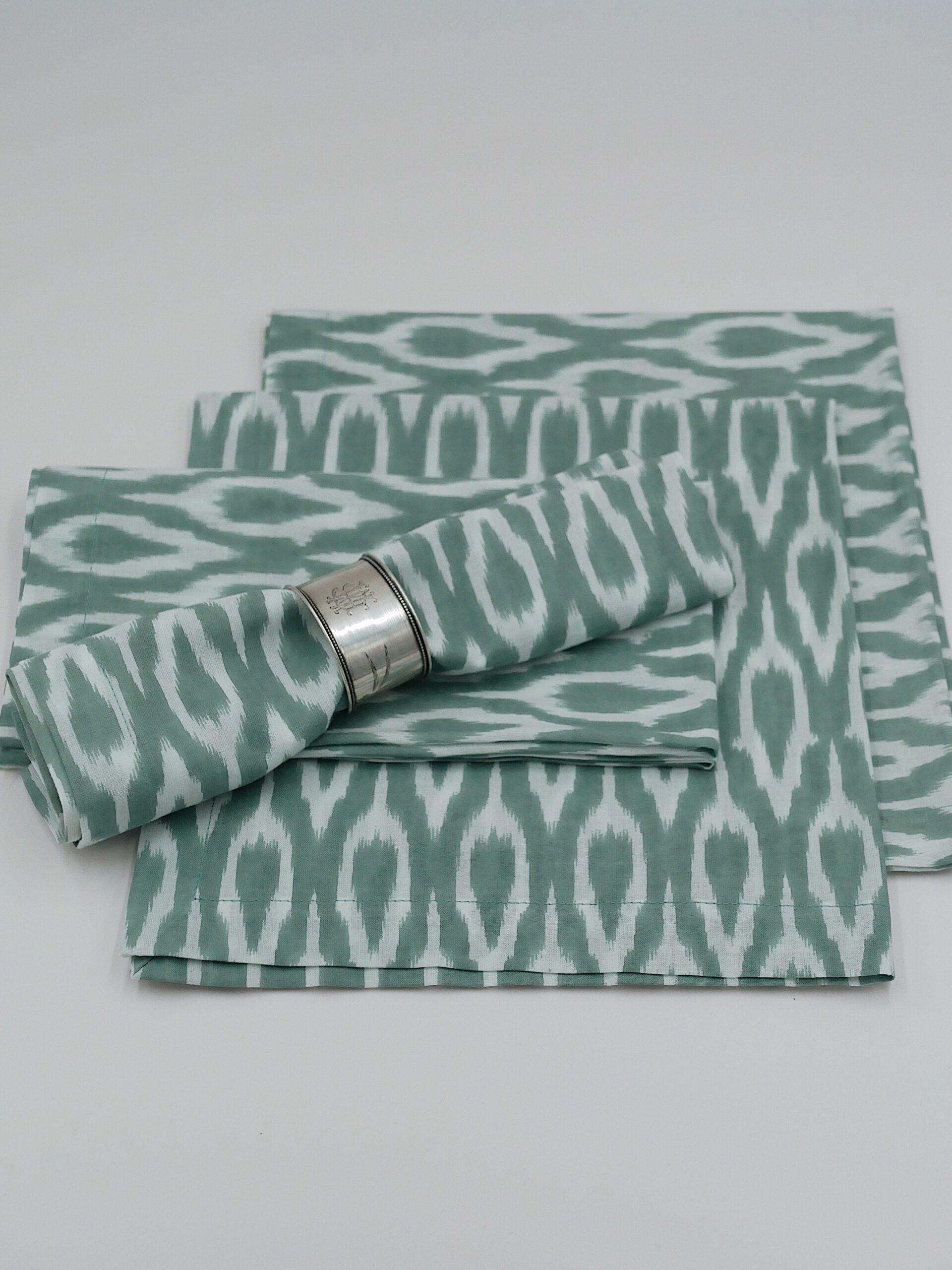 Ikat Servietten "Masala" Grün & Weiß (6er)