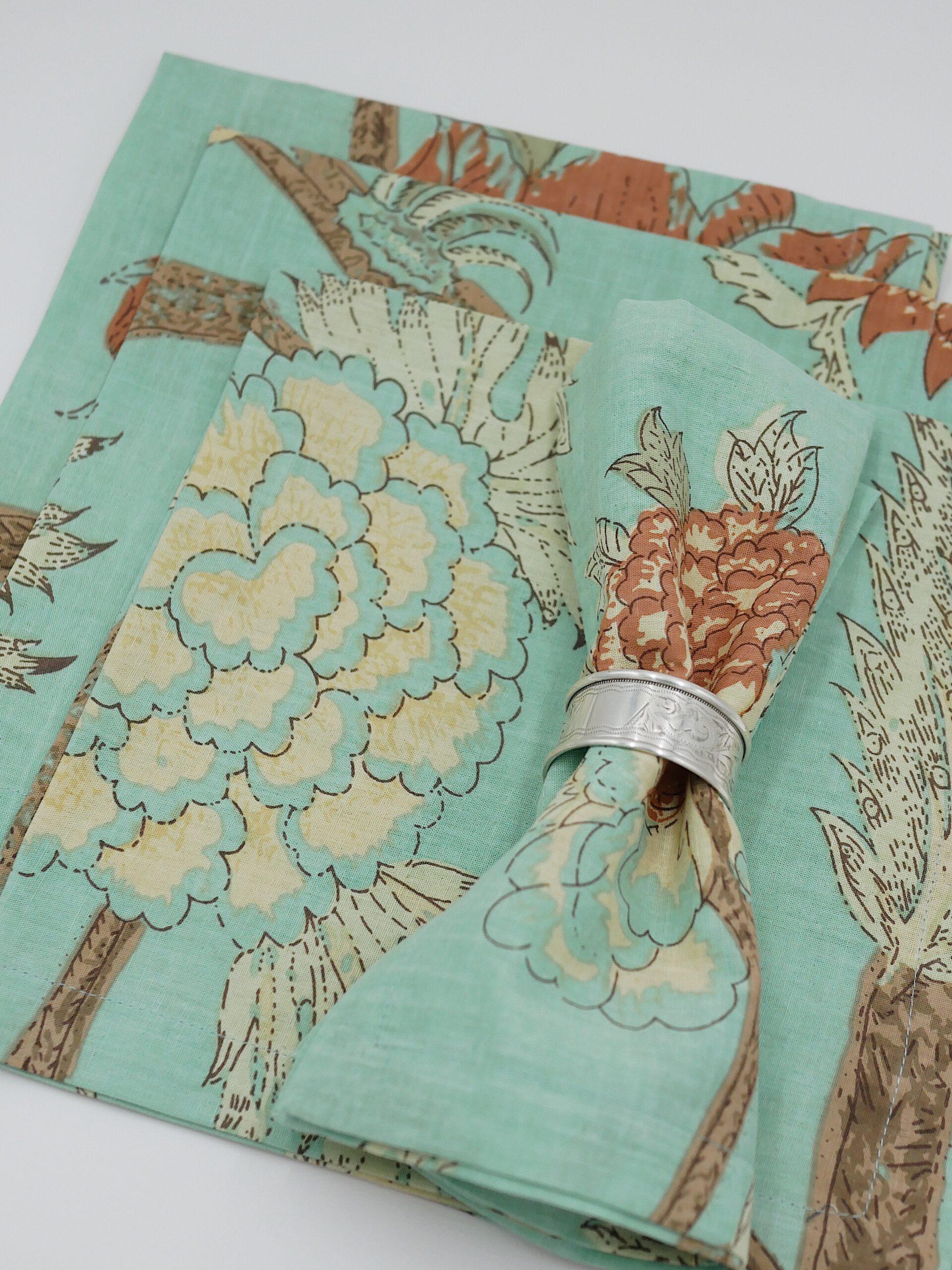 Blockprint Servietten "Festa sui Prati" Mint (4er)