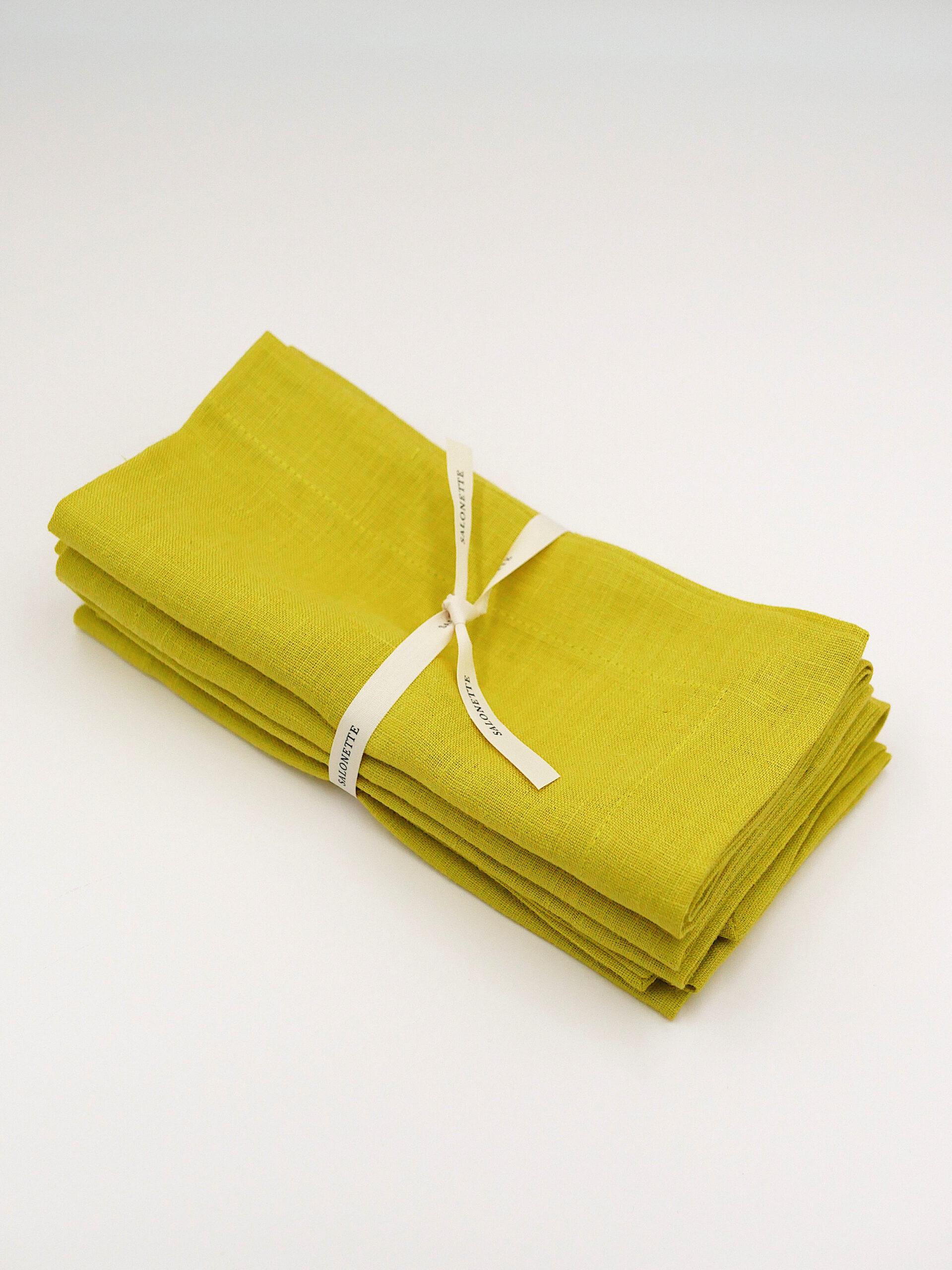 Leinenservietten leuchtend Gelb (6er)