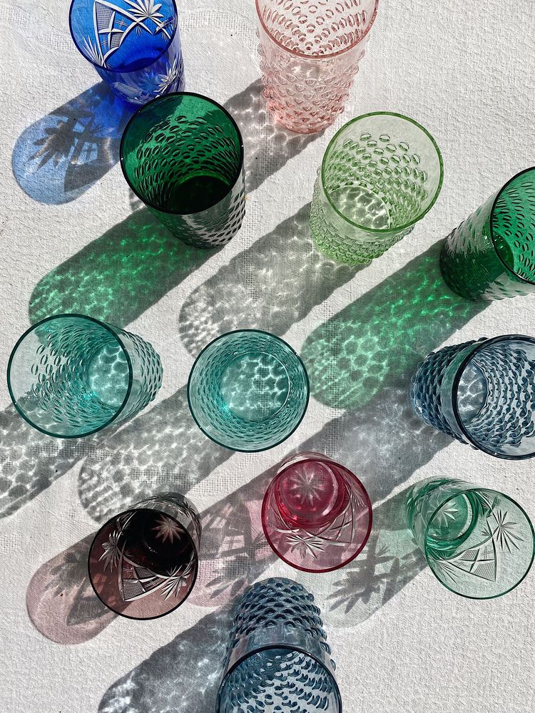 Wasserglas mit Noppen Limettengrün (6er)