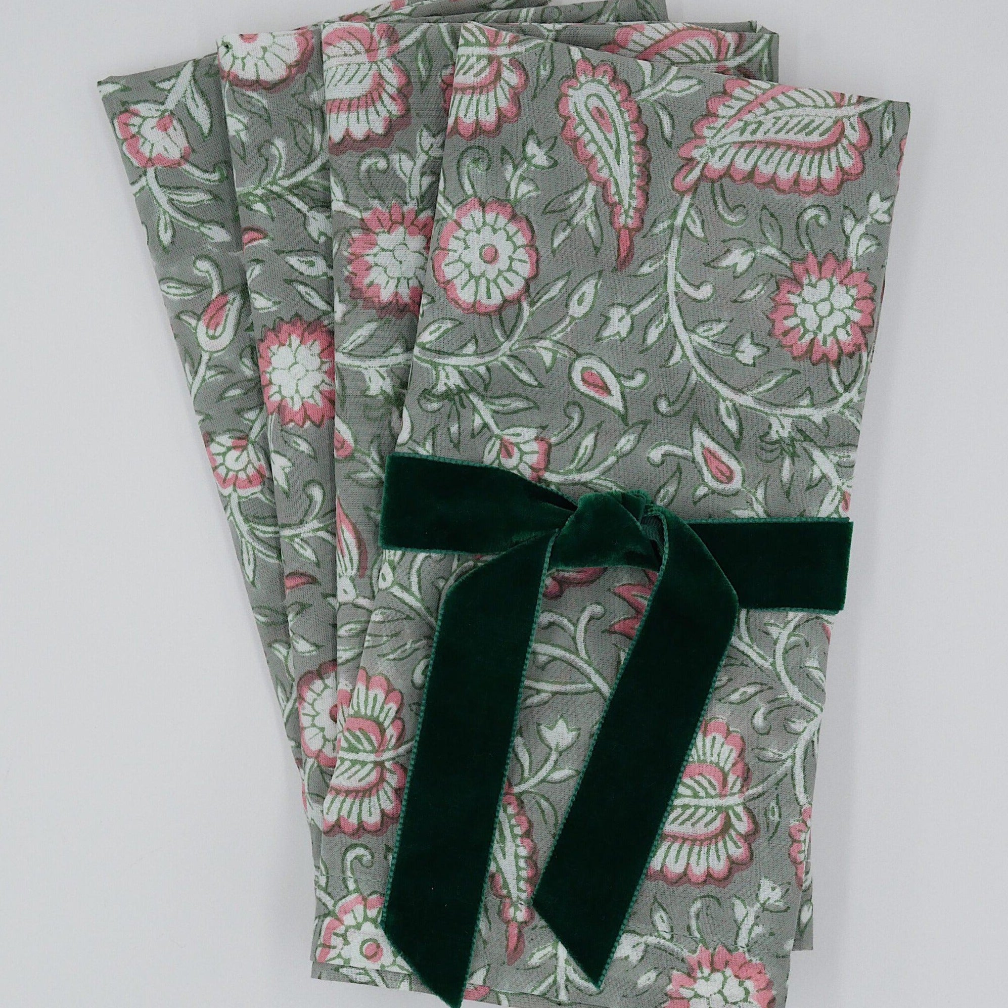 Samtschleifen Flaschengrün - Serviettenbänder (6er)