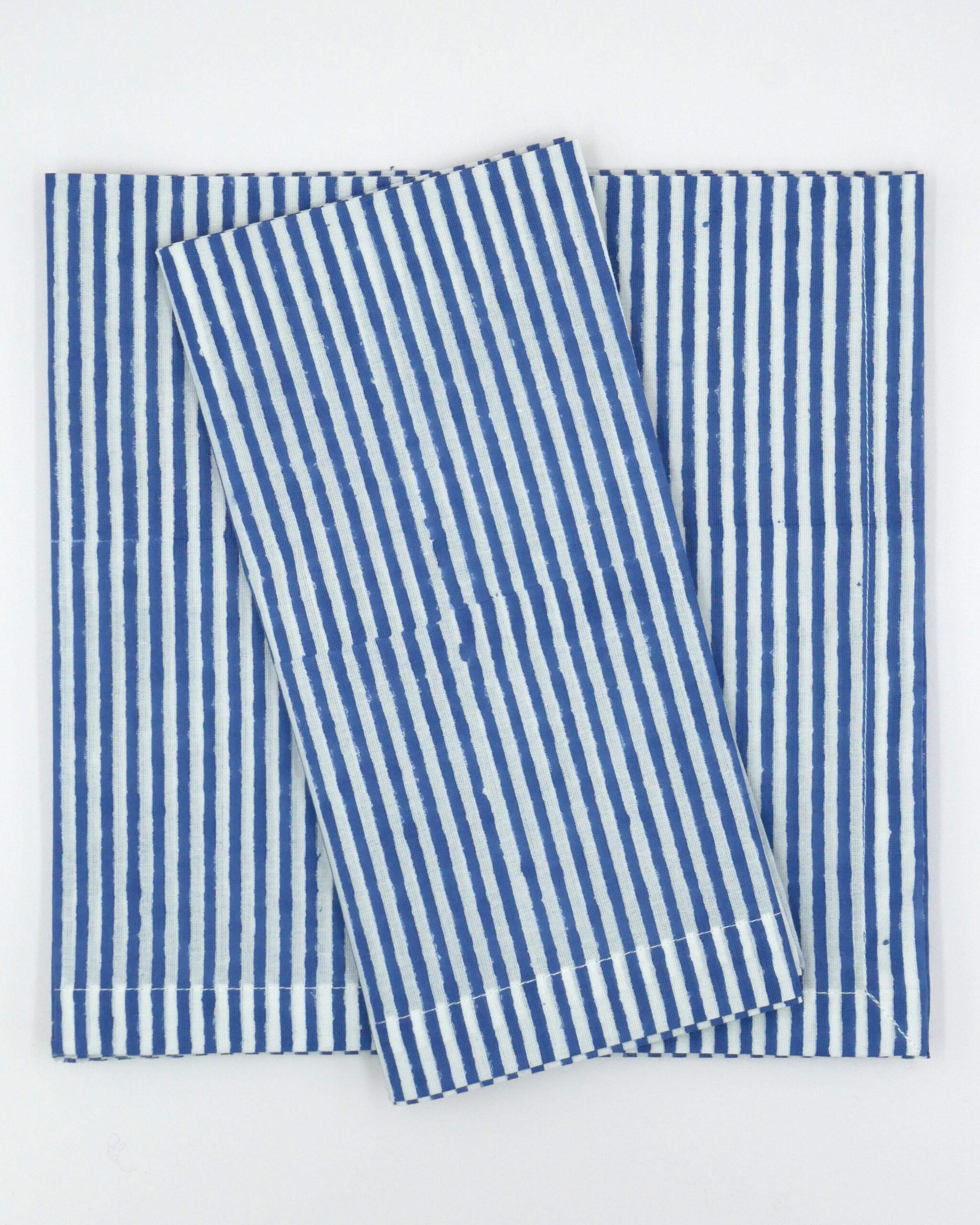 Blockprint Servietten "Riviera" Blau (4er)