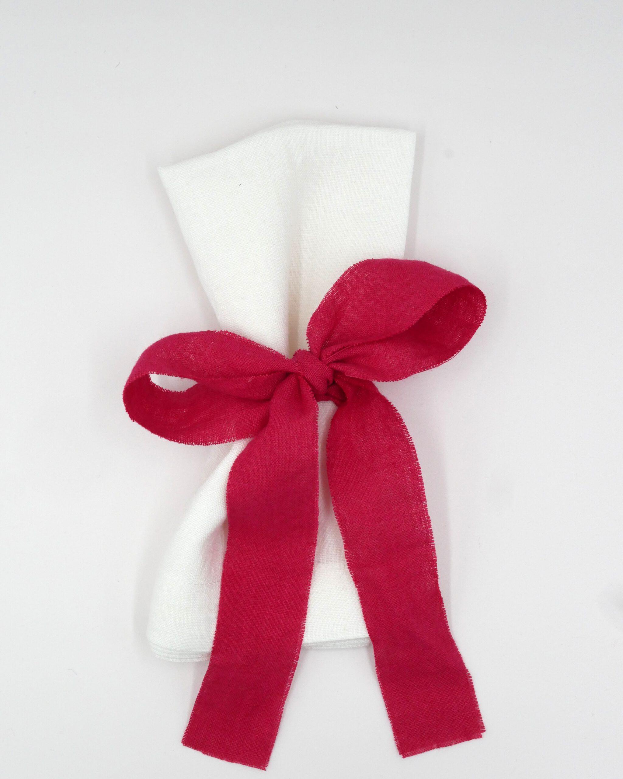 Serviettenbänder - Leinen Himbeerpink (6er)