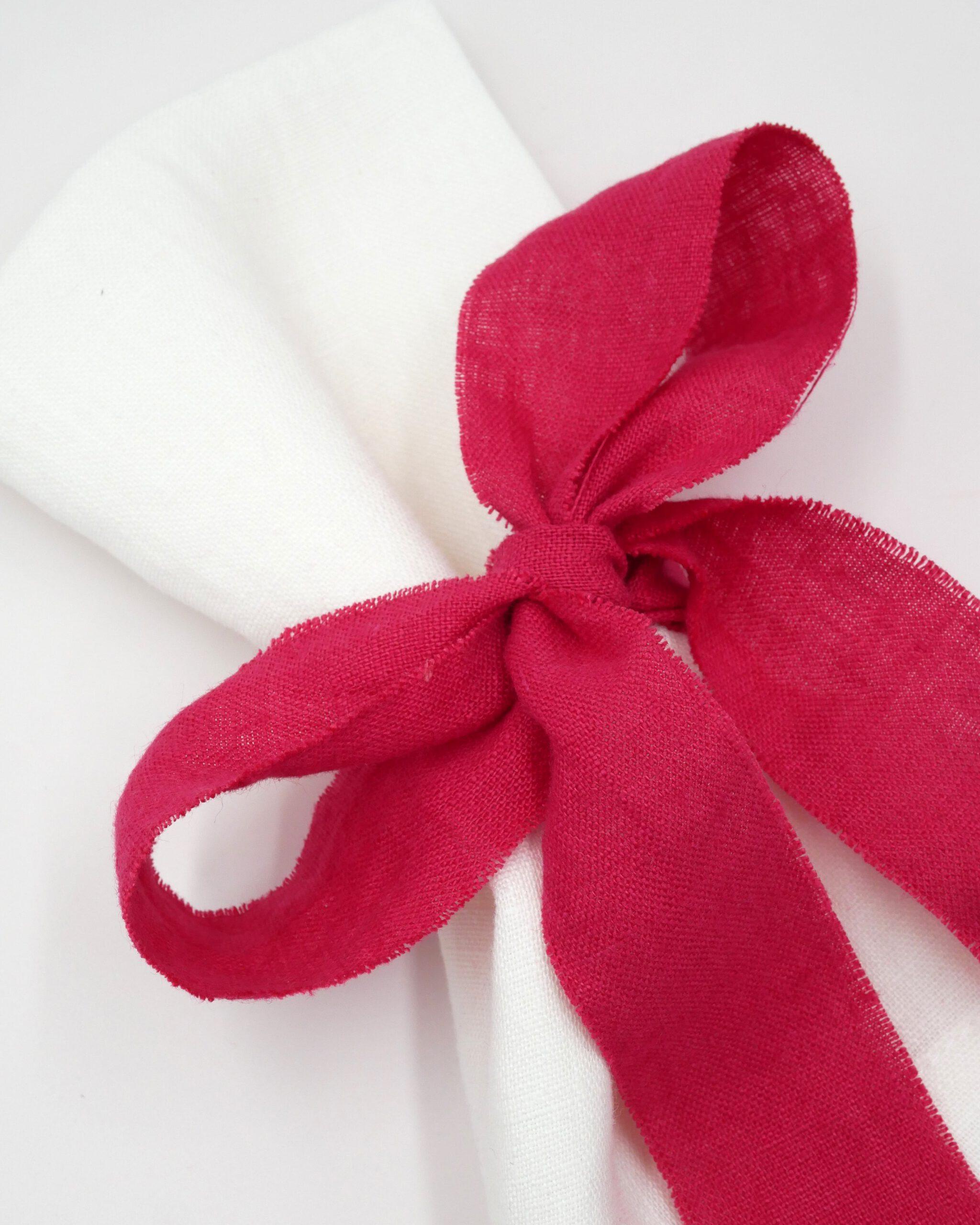 Serviettenbänder - Leinen Himbeerpink (6er)