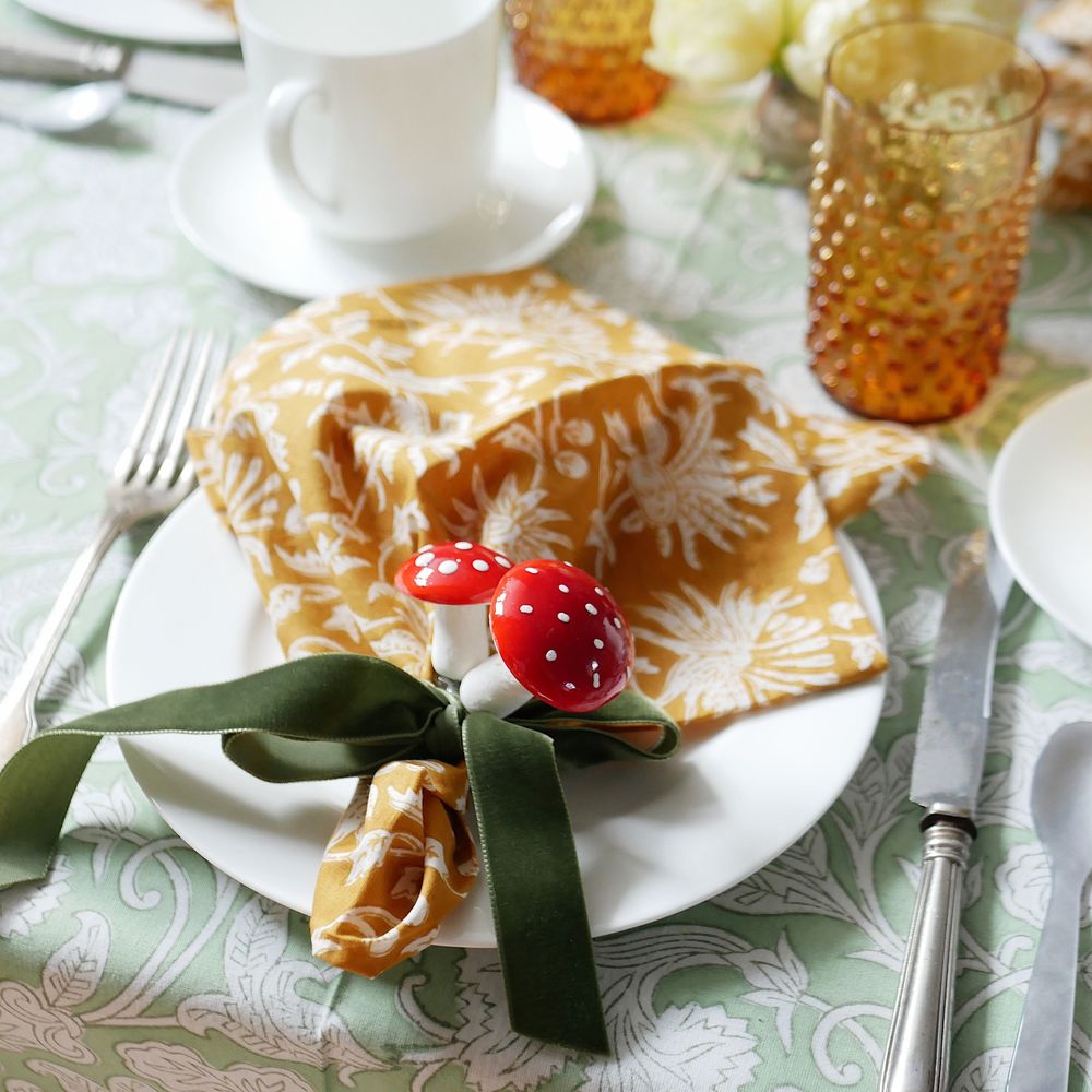 Samtschleifen Moosgrün - Serviettenbänder (6er)