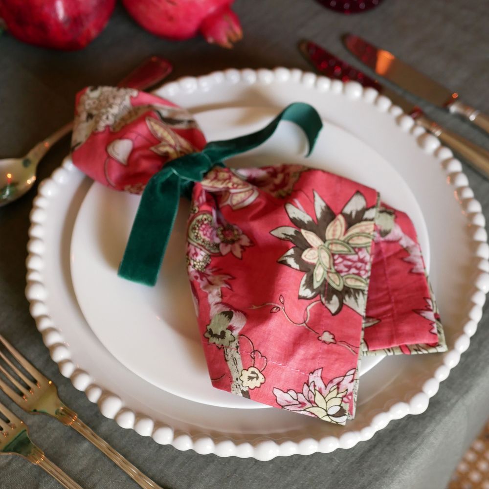 Samtschleifen Flaschengrün - Serviettenbänder (6er)