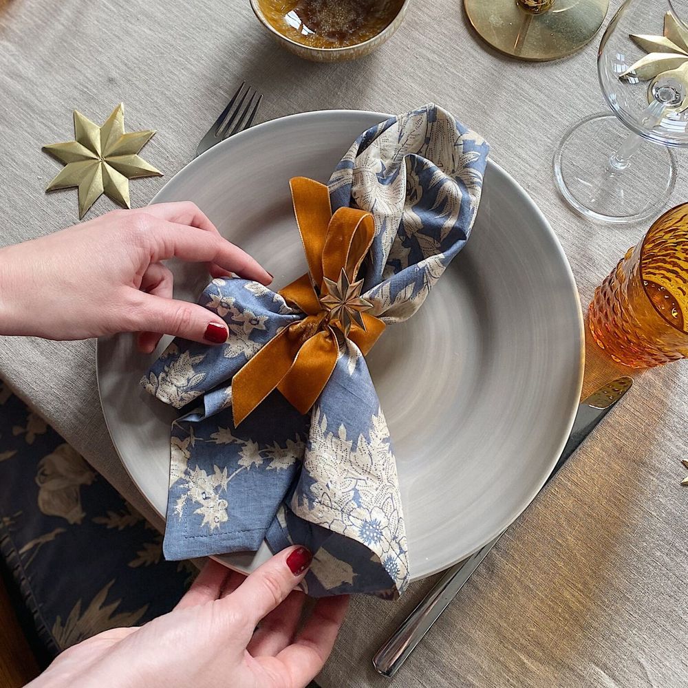 Samtschleifen Goldgelb - Serviettenbänder (6er)