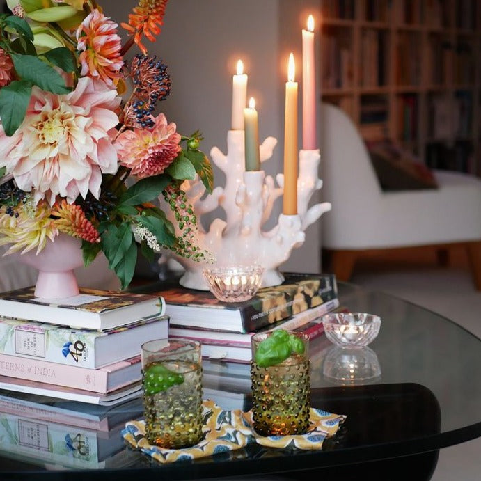 Wasserglas mit Noppen Olivgrün (6er)