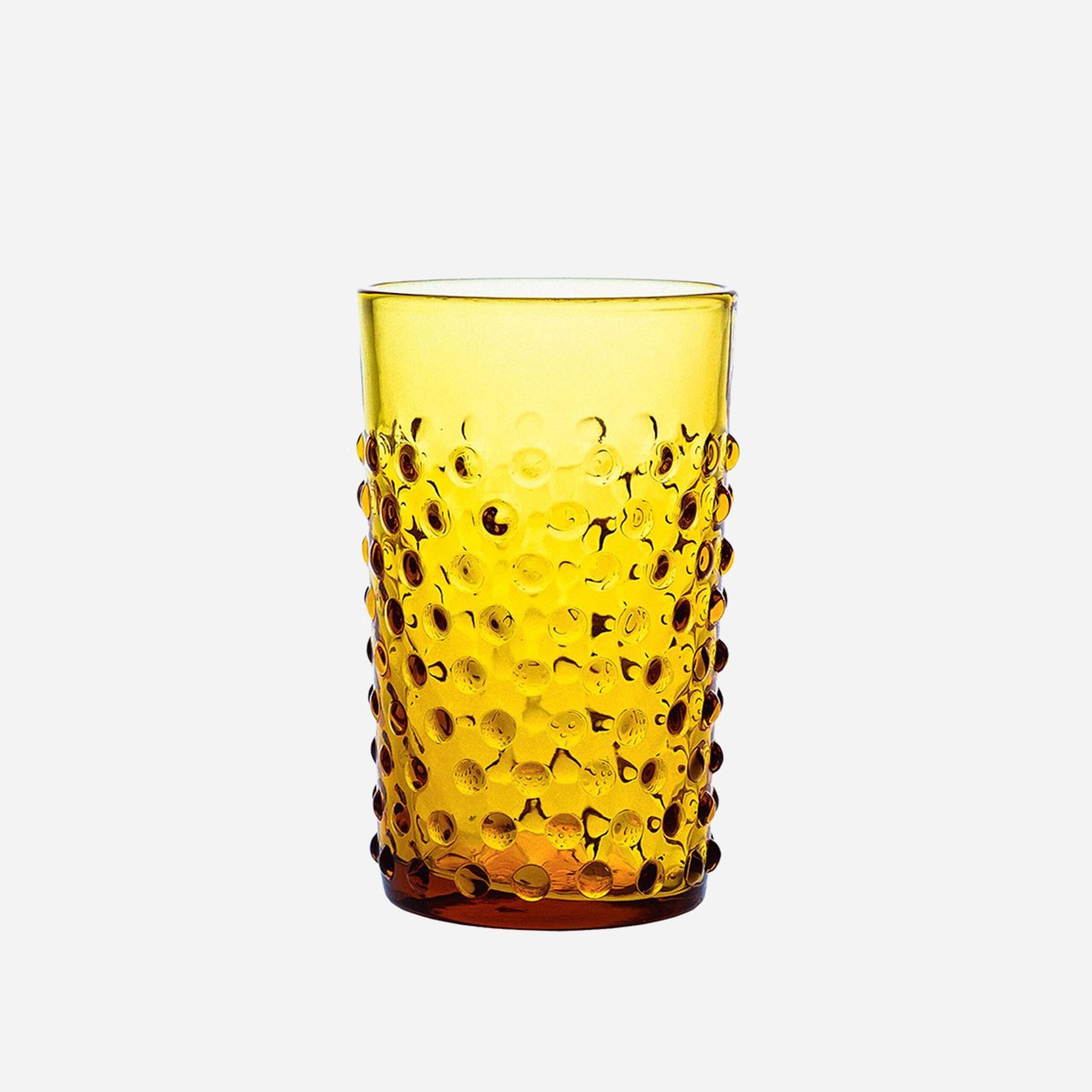Wasserglas mit Noppen Goldgelb (4er)