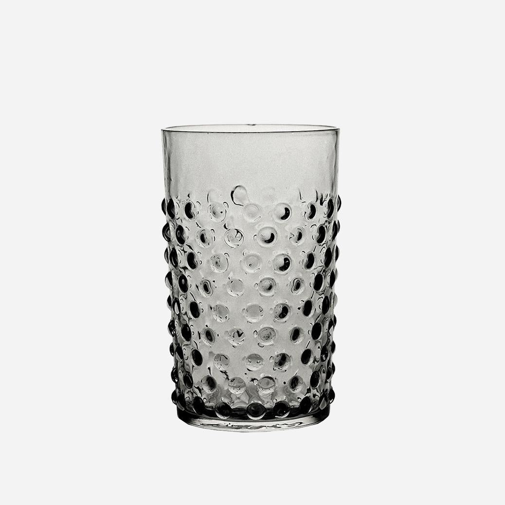 Wasserglas mit Noppen Grau (4er)