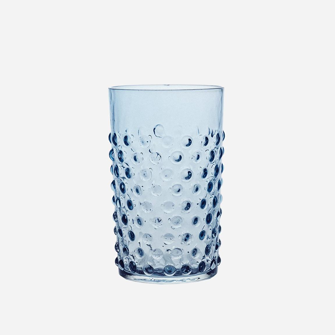 Wasserglas mit Noppen Rauchblau (4er)