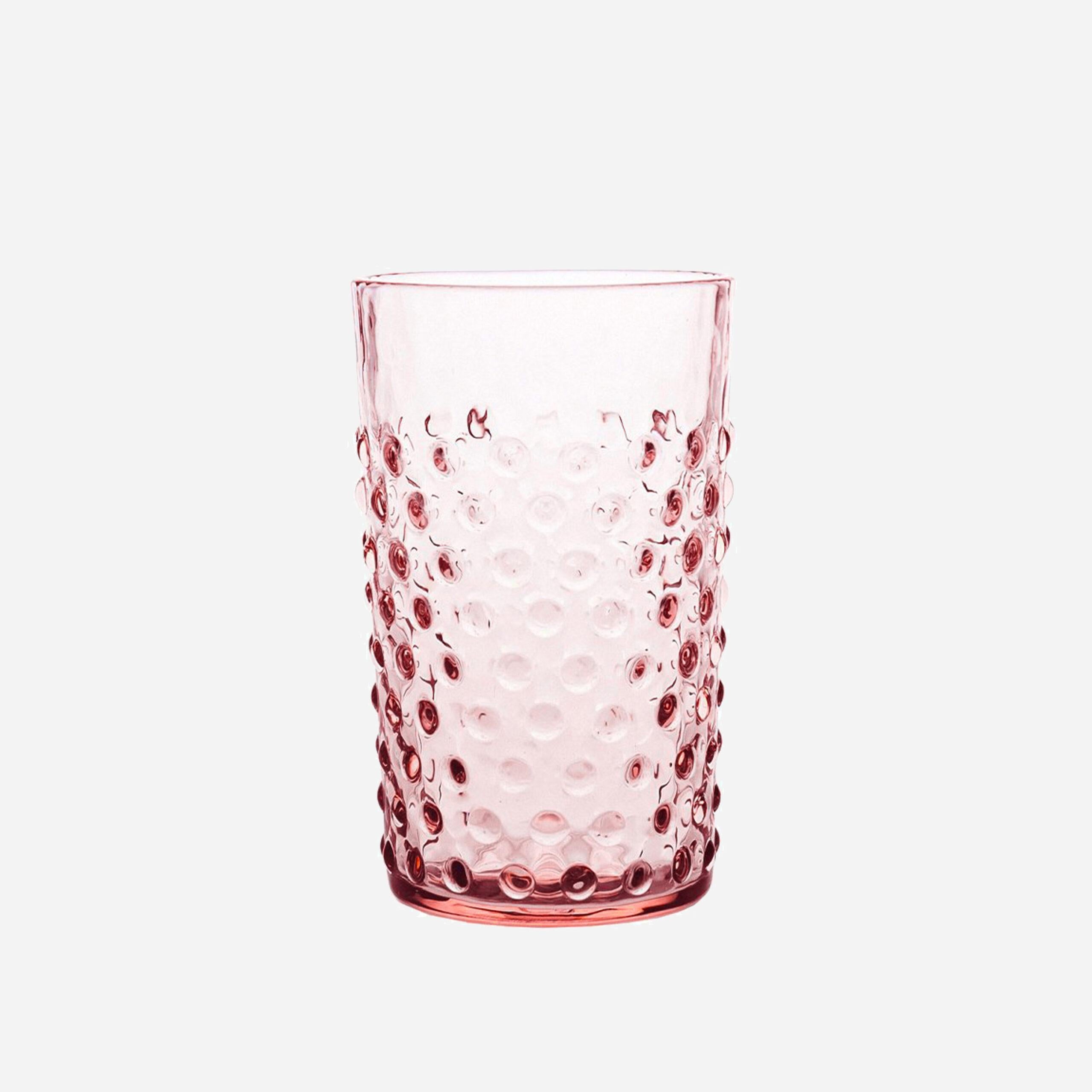 Wasserglas mit Noppen Rosa (6er)
