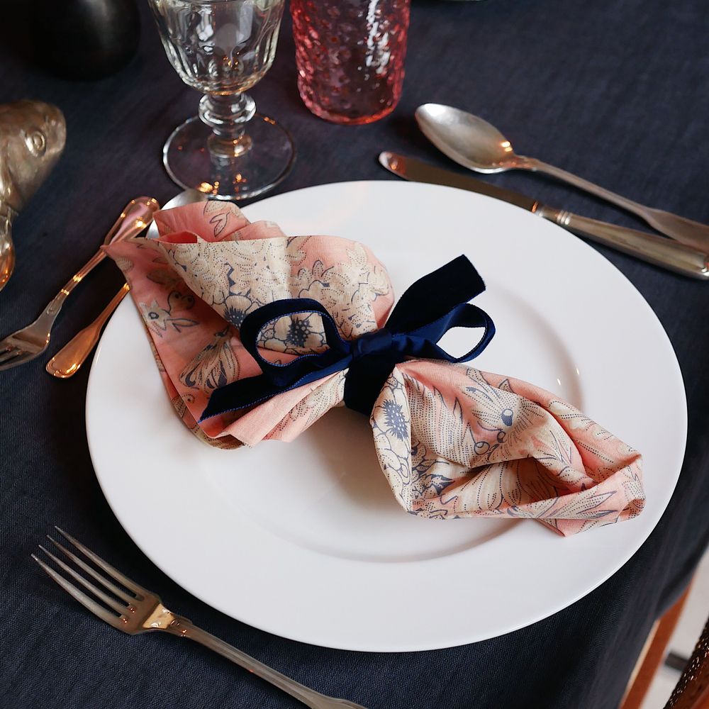 Samtschleifen Dunkelblau - Serviettenbänder (6er)