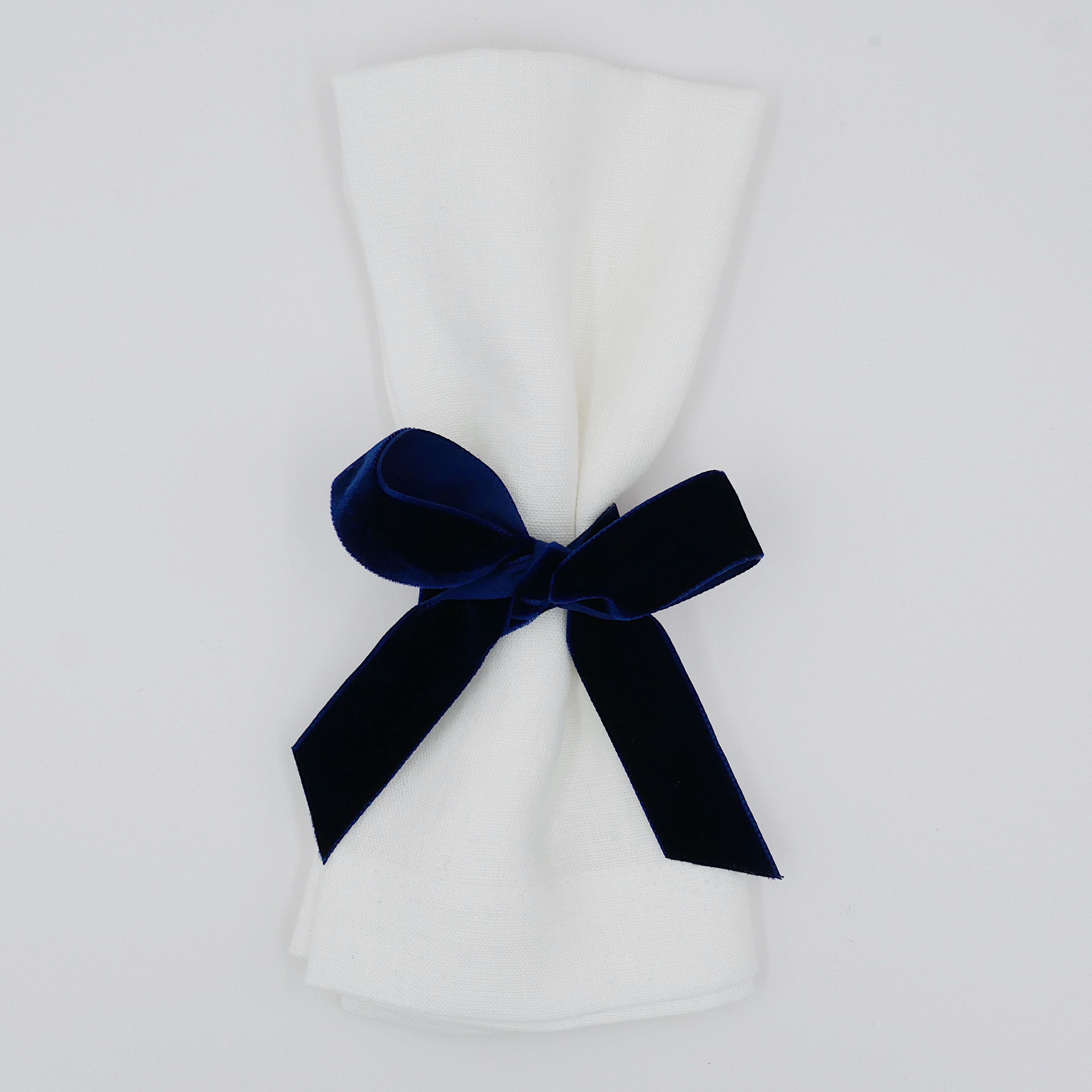 Samtschleifen Dunkelblau - Serviettenbänder (6er)