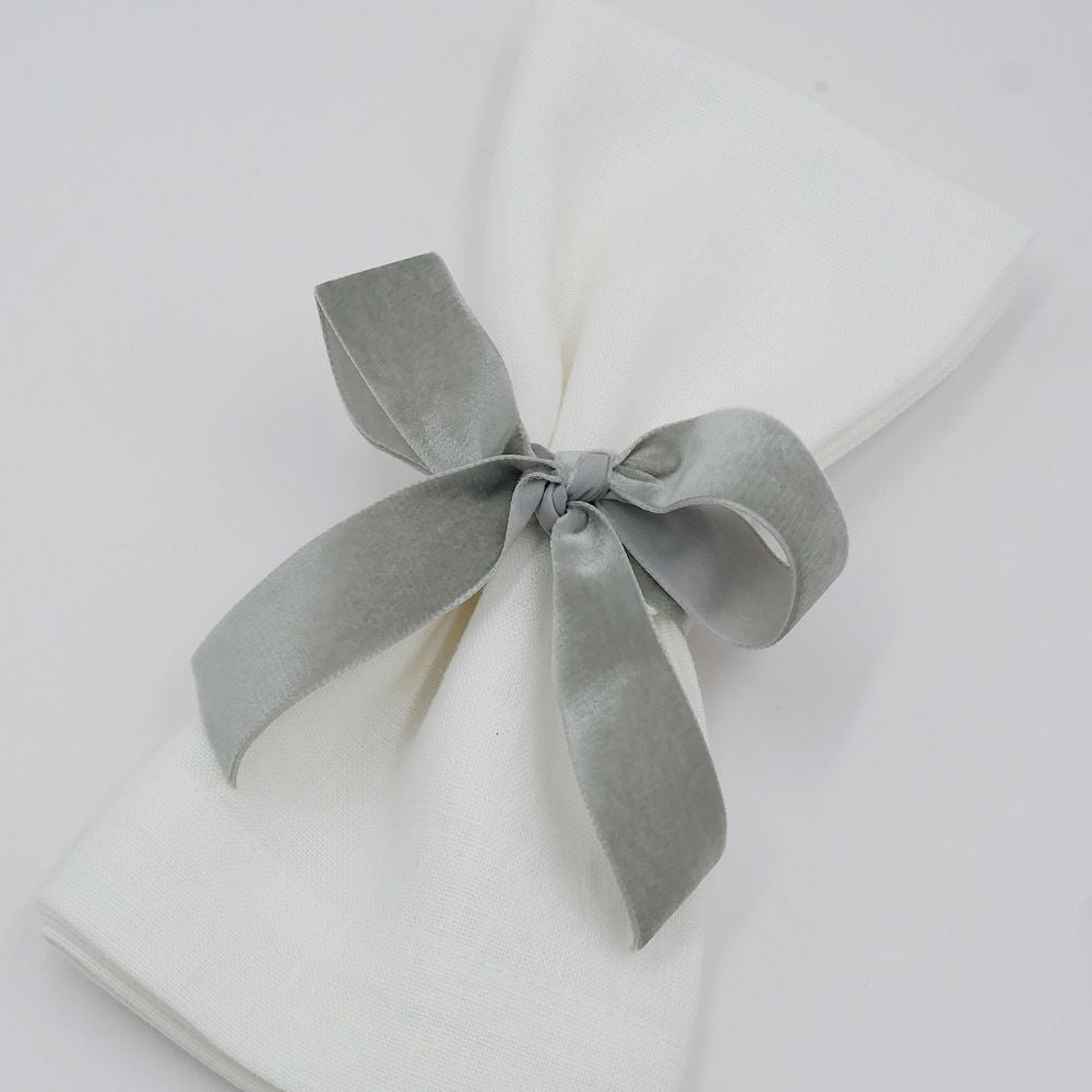 Samtschleifen Silbergrau - Serviettenbänder (6er)