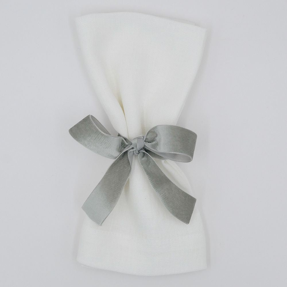 Samtschleifen Silbergrau - Serviettenbänder (4er)