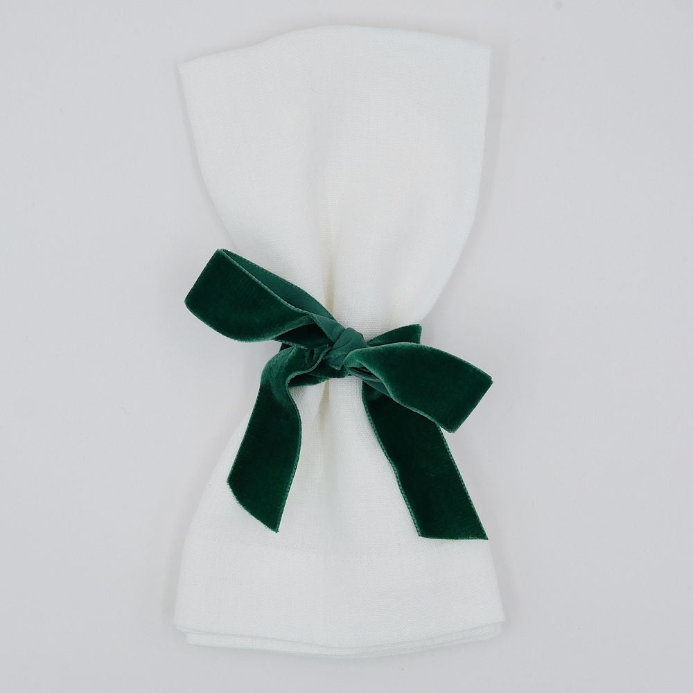 Samtschleifen Flaschengrün - Serviettenbänder (4er)