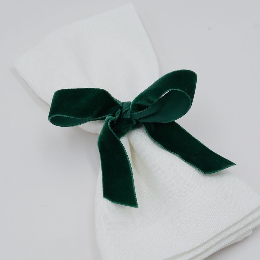 Samtschleifen Flaschengrün - Serviettenbänder (4er)