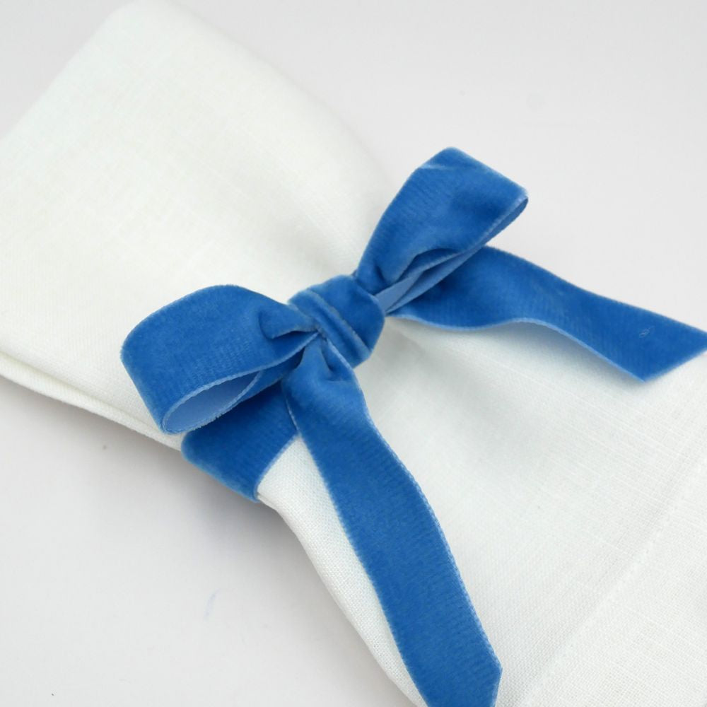 Samtschleifen Hellblau - Serviettenbänder (6er)