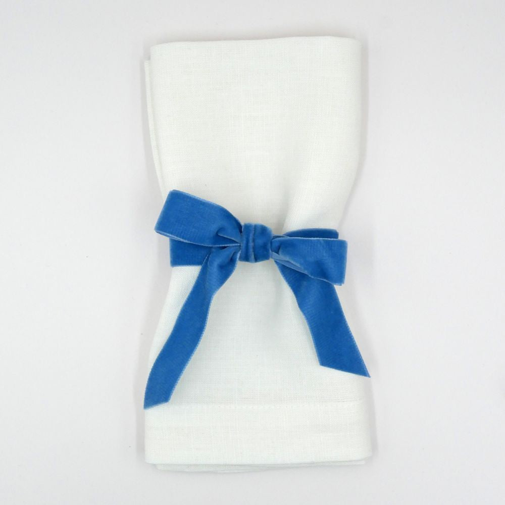 Samtschleifen Hellblau - Serviettenbänder (6er)
