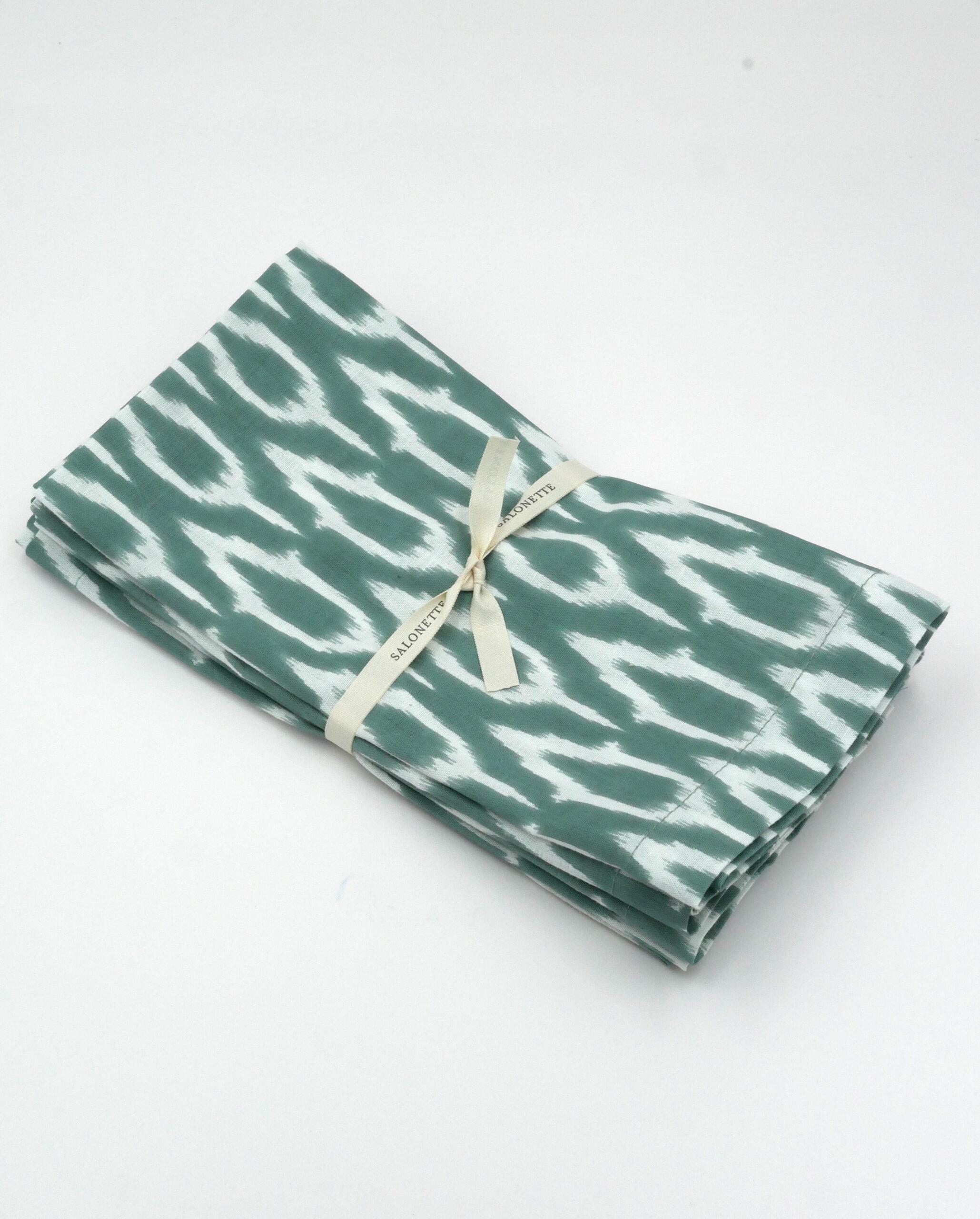 Ikat Servietten "Masala" Grün & Weiß (6er)