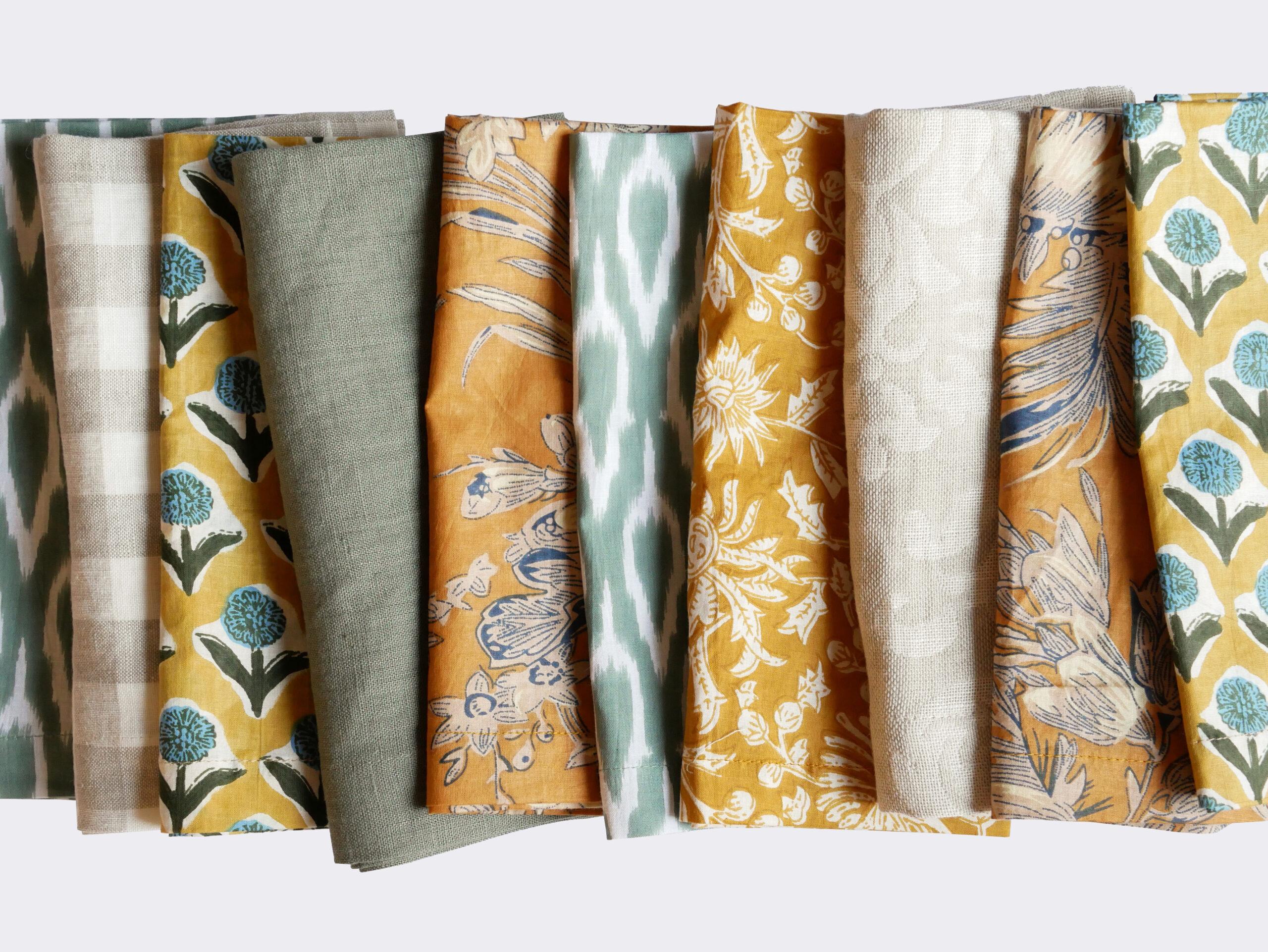 Blockprint Servietten "Mellow Yellow" (6er)