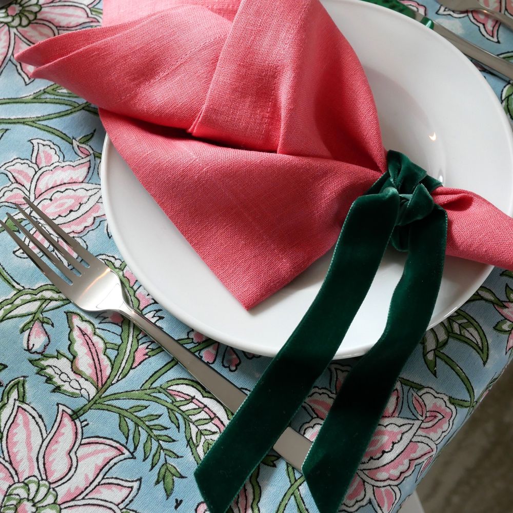Samtschleifen Flaschengrün - Serviettenbänder (4er)