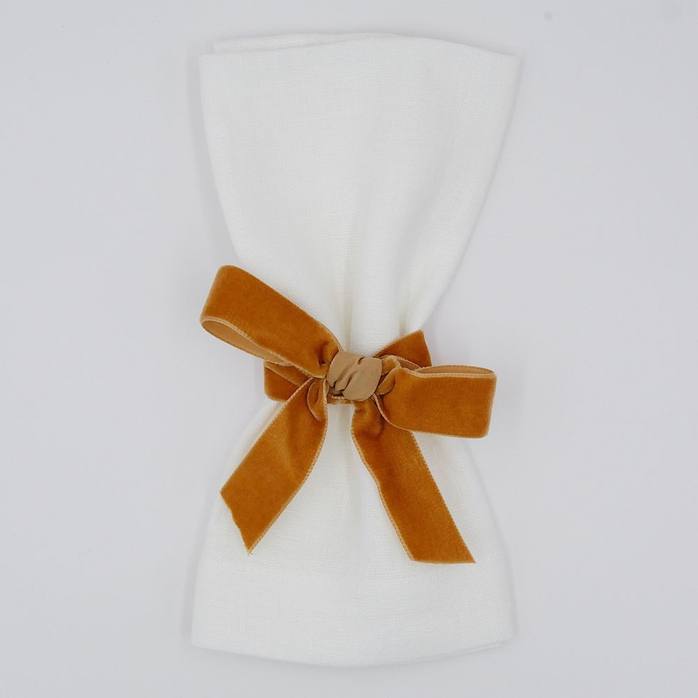 Samtschleifen Goldgelb - Serviettenbänder (6er)