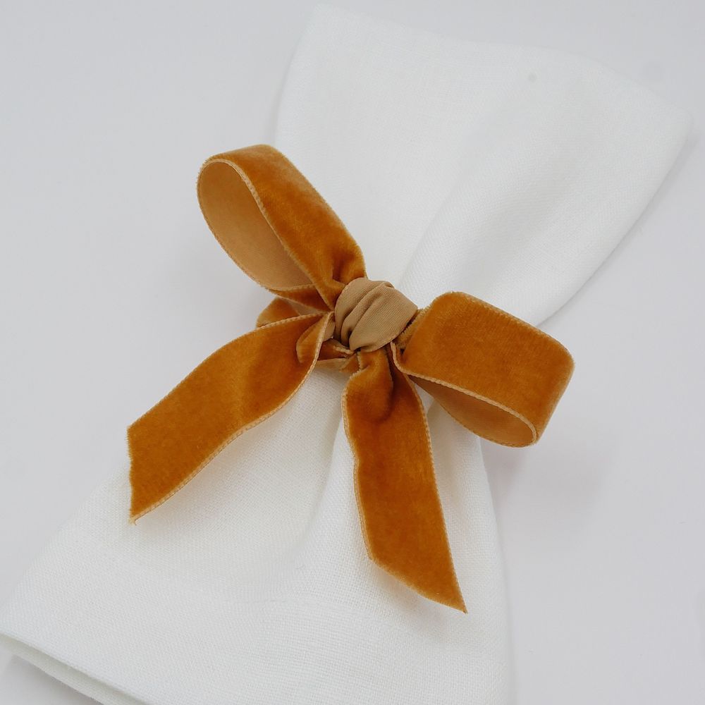 Samtschleifen Goldgelb - Serviettenbänder (4er)