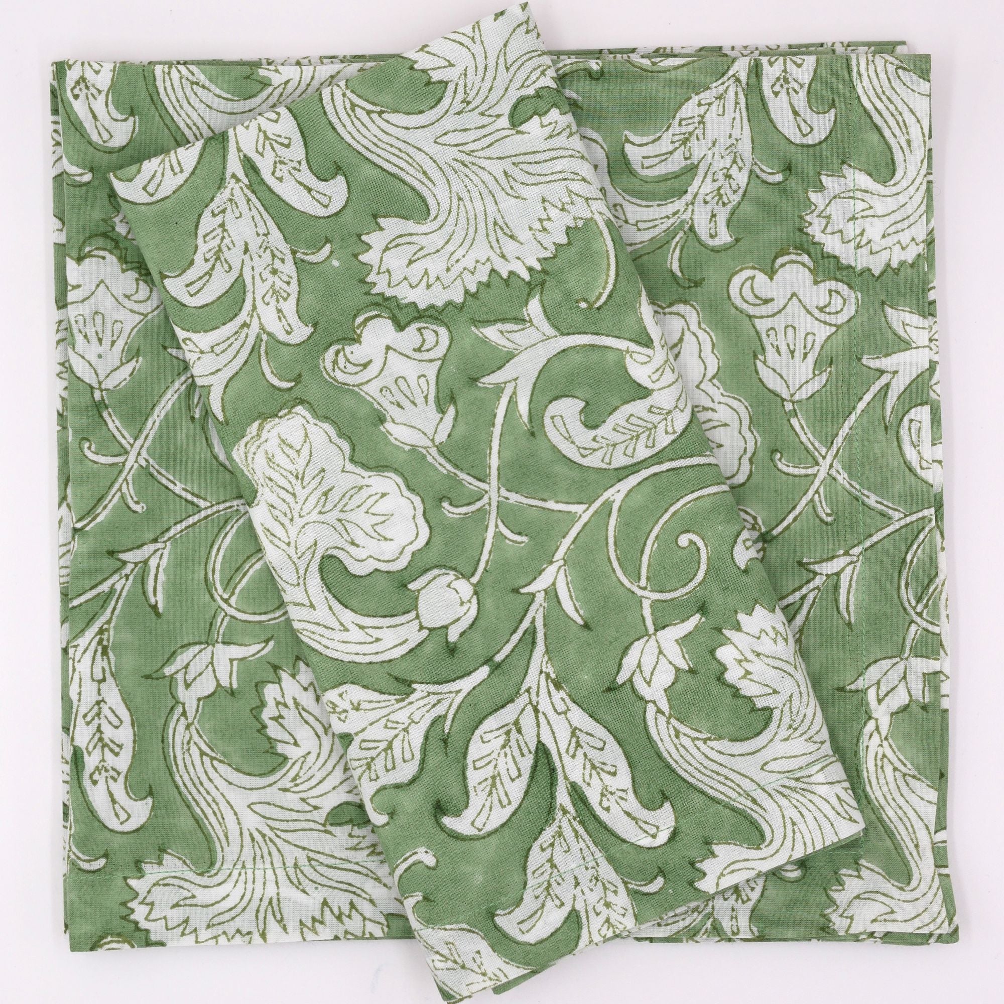 Blockprint Servietten "Green Tea" (4er)
