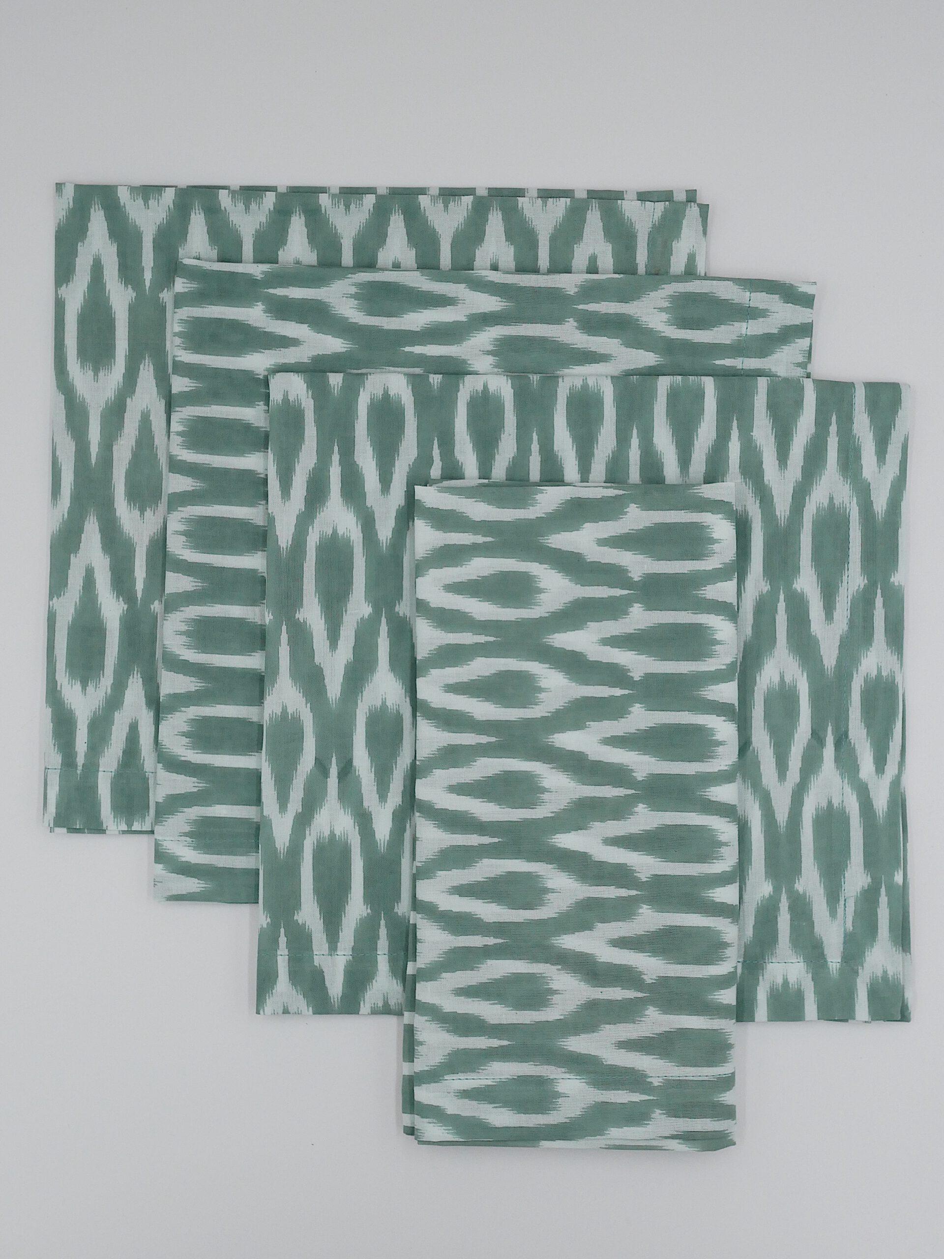 Ikat Servietten "Masala" Grün & Weiß (6er)