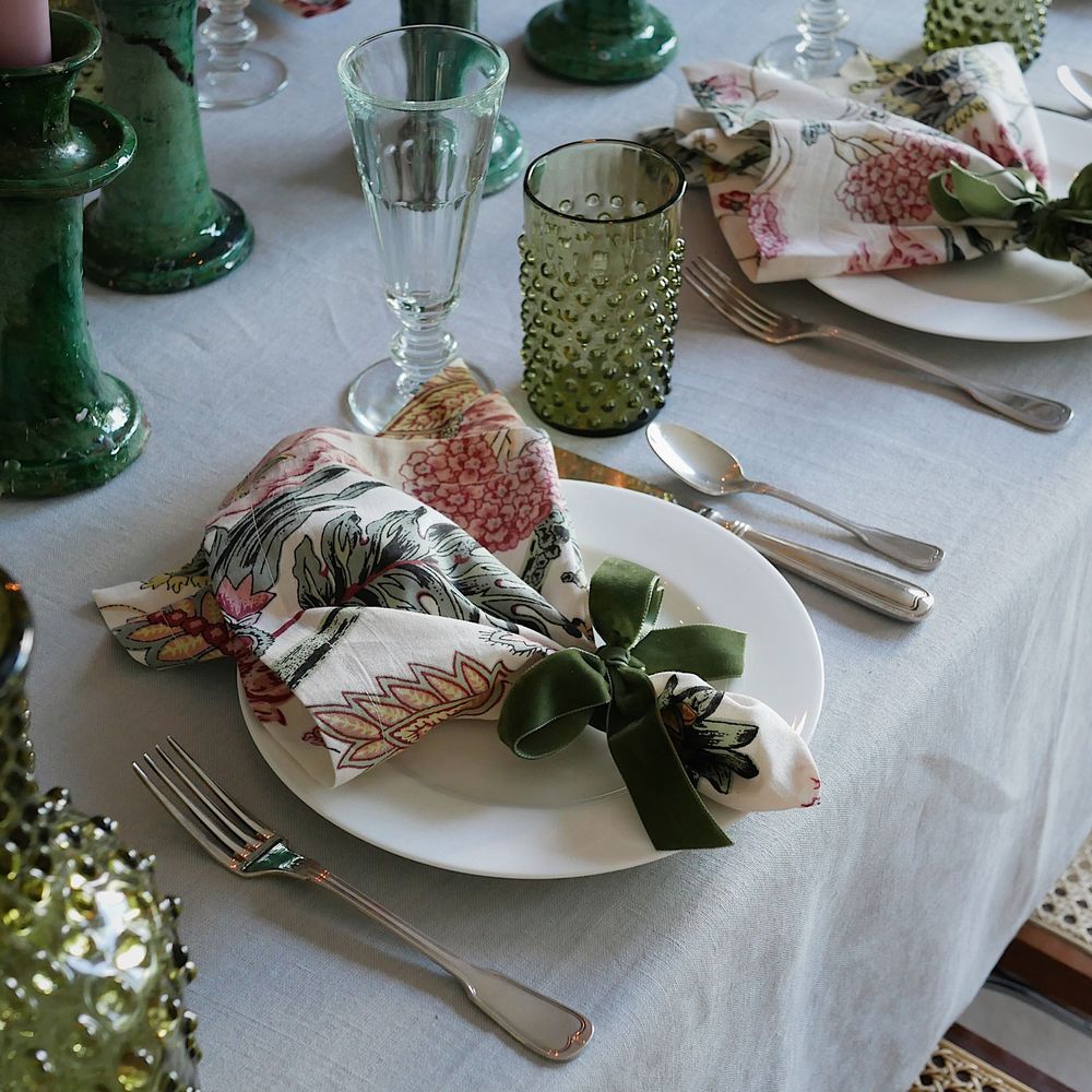 Samtschleifen Moosgrün - Serviettenbänder (6er)