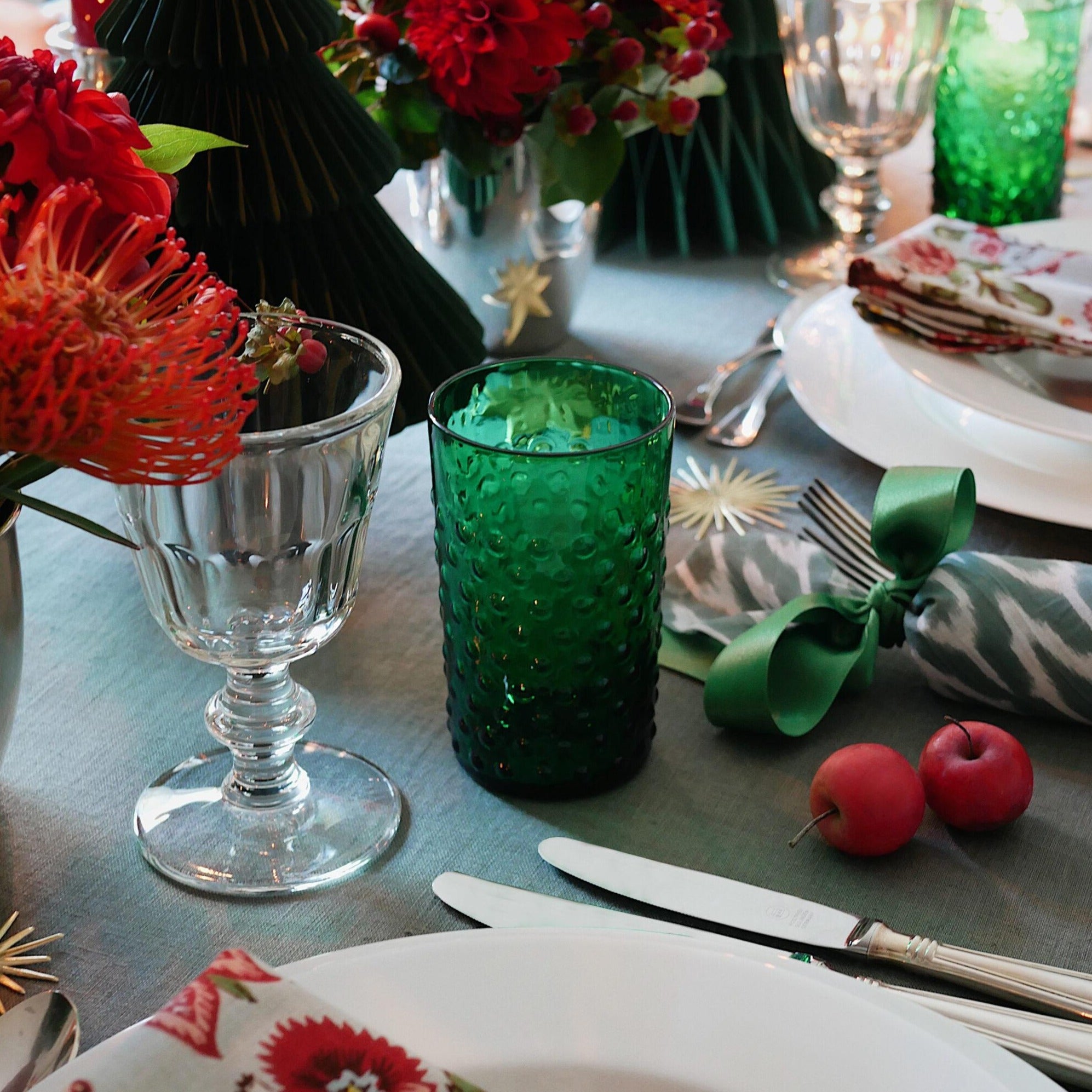 Wasserglas mit Noppen Smaragdgrün (6er)