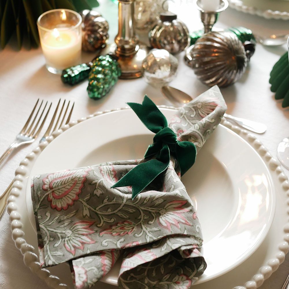 Samtschleifen Flaschengrün - Serviettenbänder (6er)