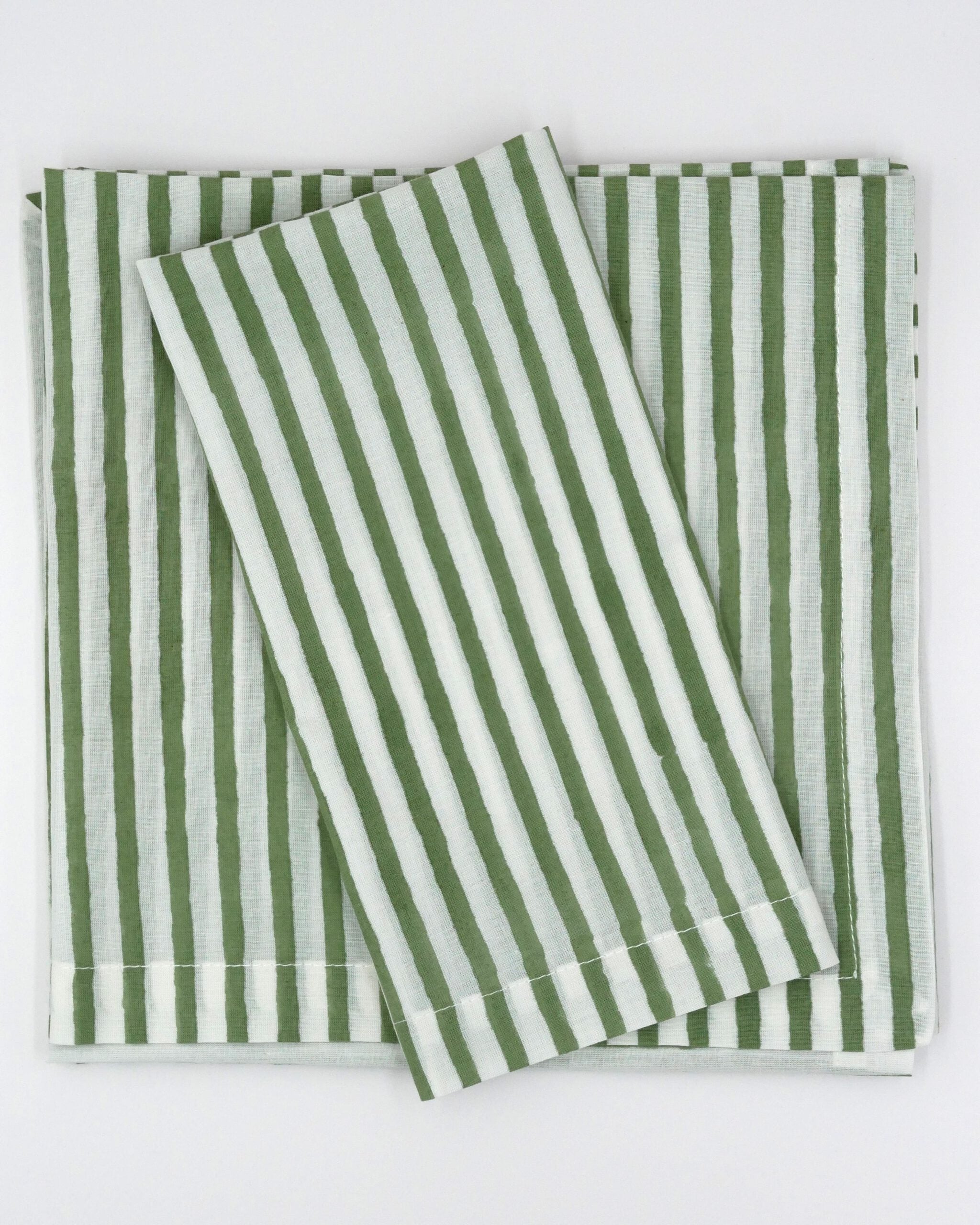 Blockprint Servietten "Riviera" Olivgrün (6er)