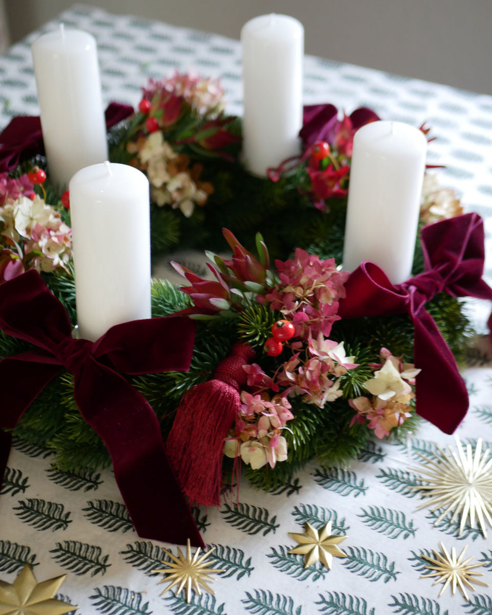 Set für Adventskranz in Bordeaux