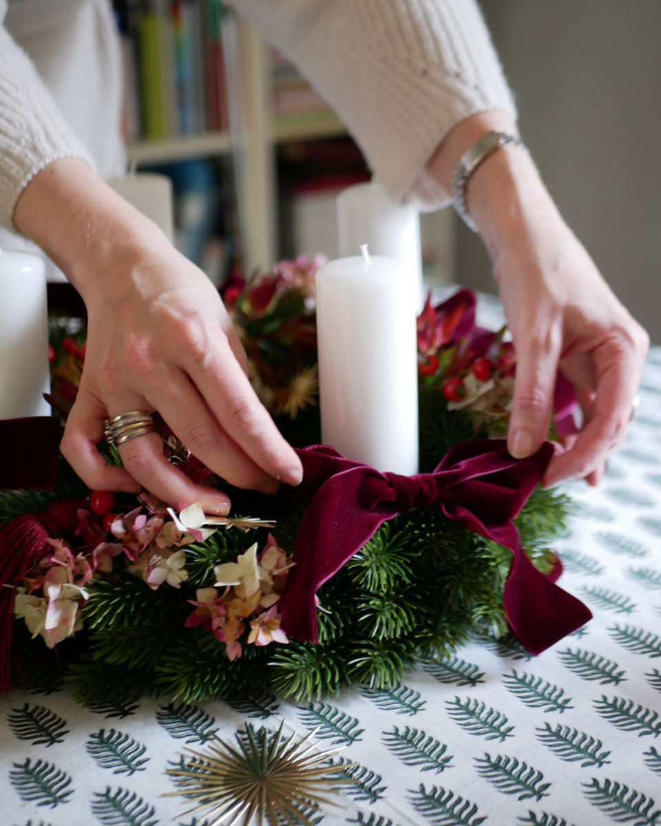 Set für Adventskranz in Bordeaux