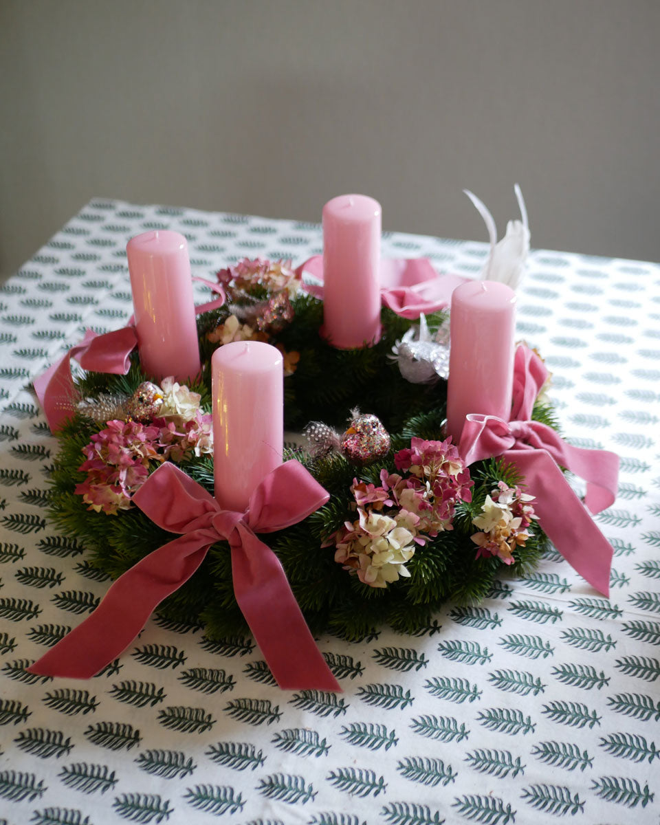 Set für Adventskranz in Rosa