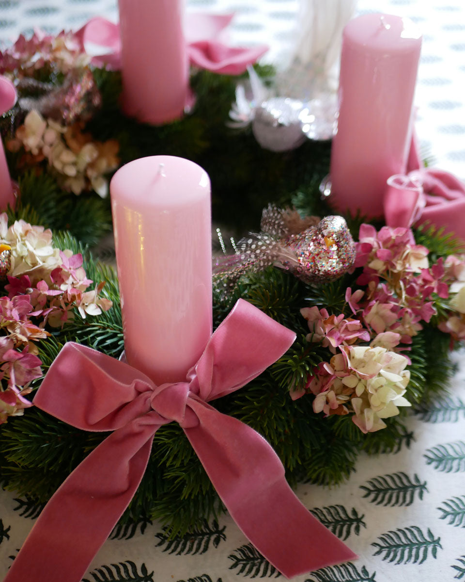 Set für Adventskranz in Rosa