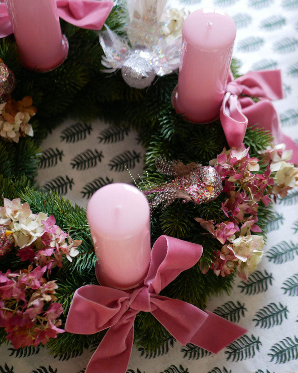 Set für Adventskranz in Rosa