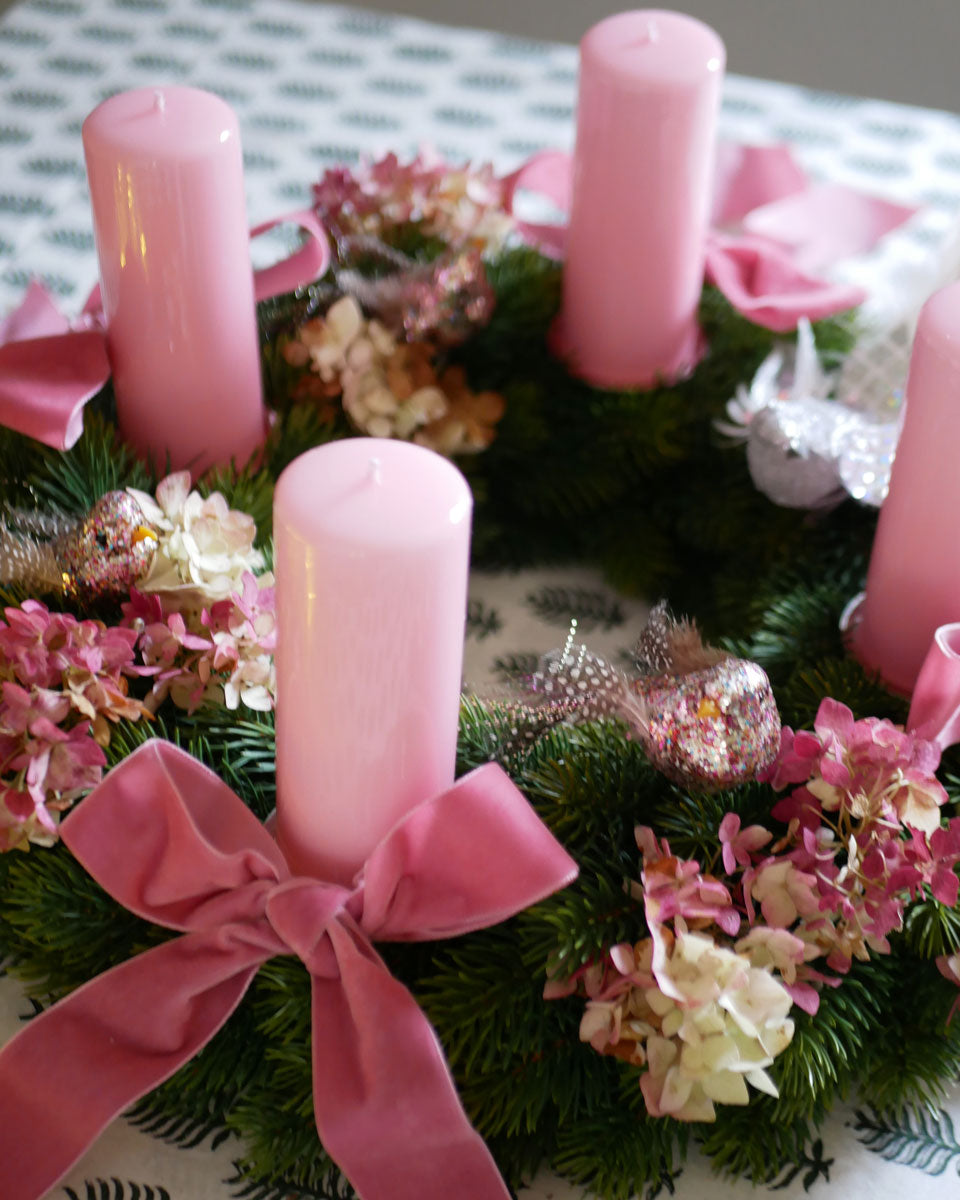 Set für Adventskranz in Rosa